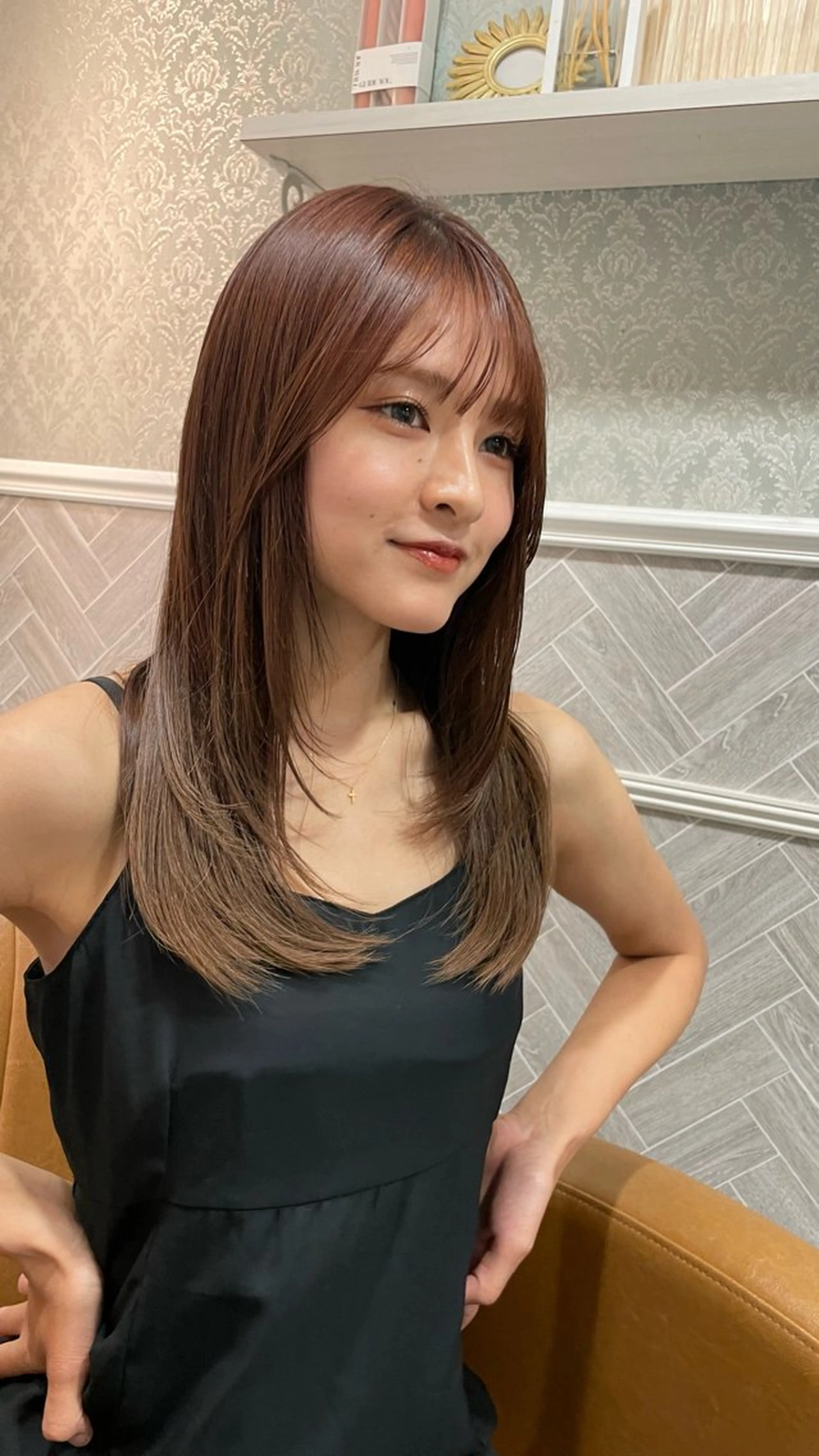 ミディアム 髪質改善 レイヤーカット 縮毛矯正 美髪縮毛矯正🩶 髪質改善/Shinaのヘアスタイル