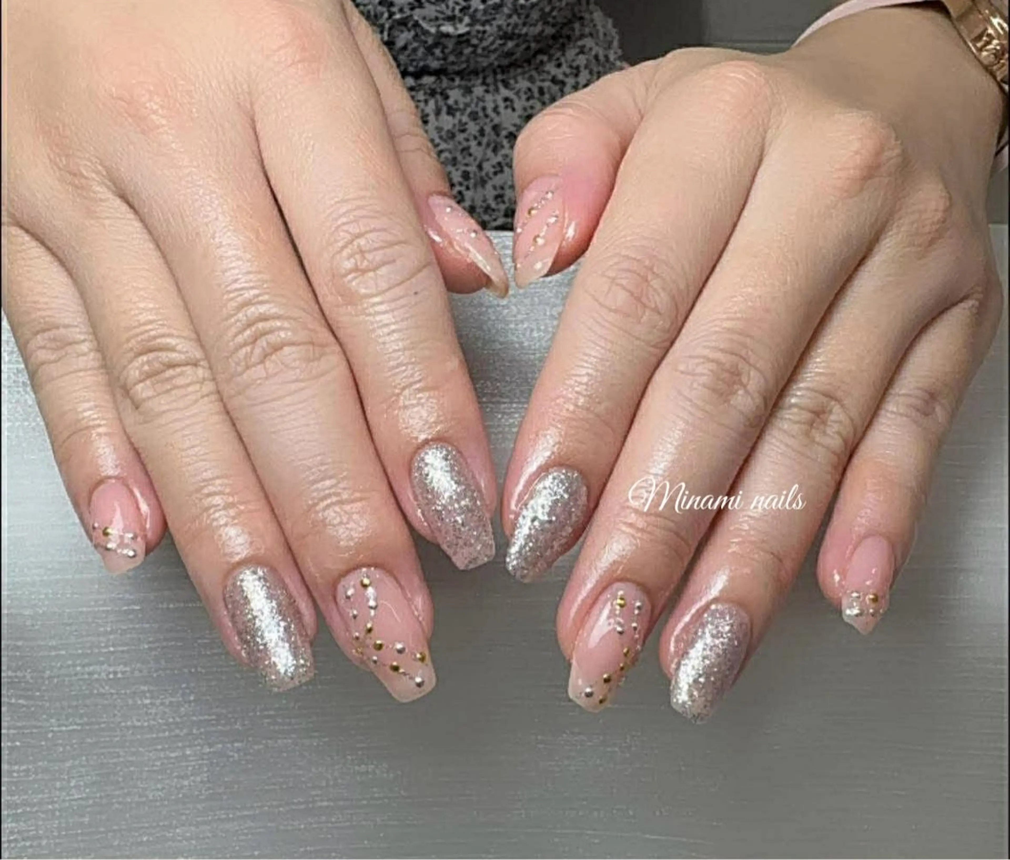 ネイル アートネイル オーロラネイル ガーリー キラキラネイル 韓国ネイル Minami Nailsのネイルデザイン