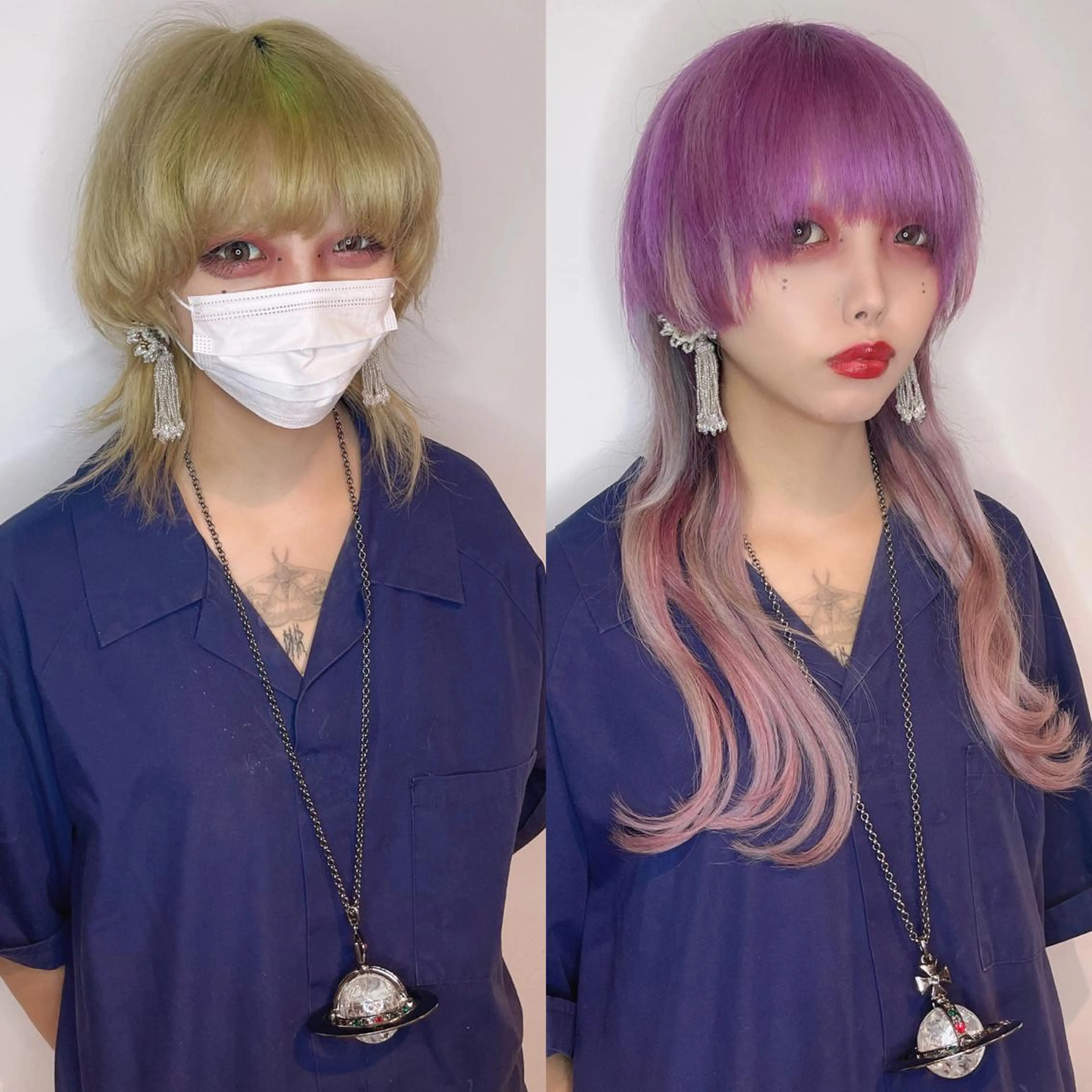 ロング カラー ヘアアレンジ メンズ マツエク・マツパ メンズハイトーン メンズウルフカット ハイトーンカラー ラベンダーカラー エクステ 🌈派手髪エクステ ブレイズ🌈ひろとのヘアスタイル