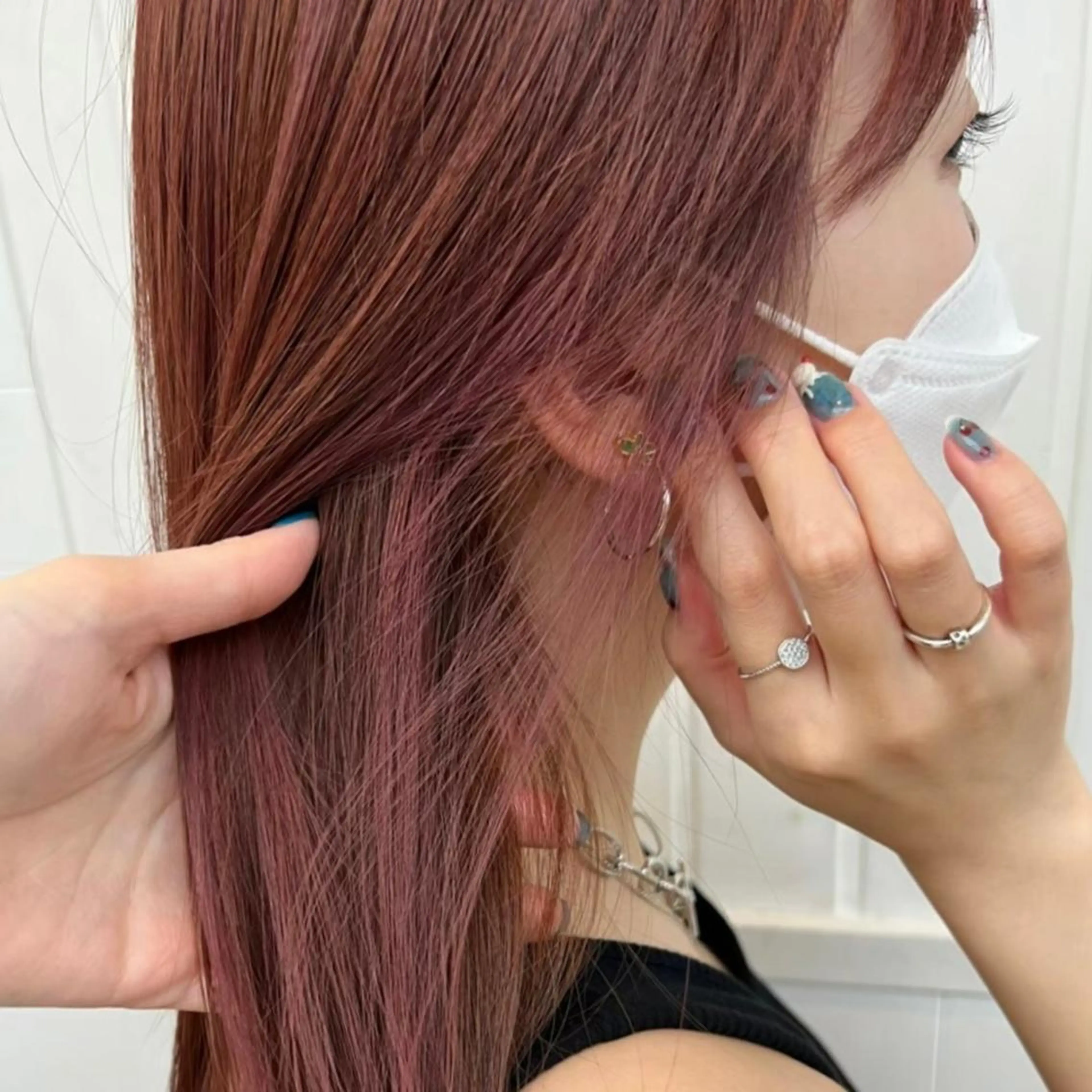 ロング カラー アディクシーカラー アッシュ バレイヤージュ ミストバング ベージュカラー カット ヘアカラー N° anfeel 渋谷🪞🫧のヘアスタイル