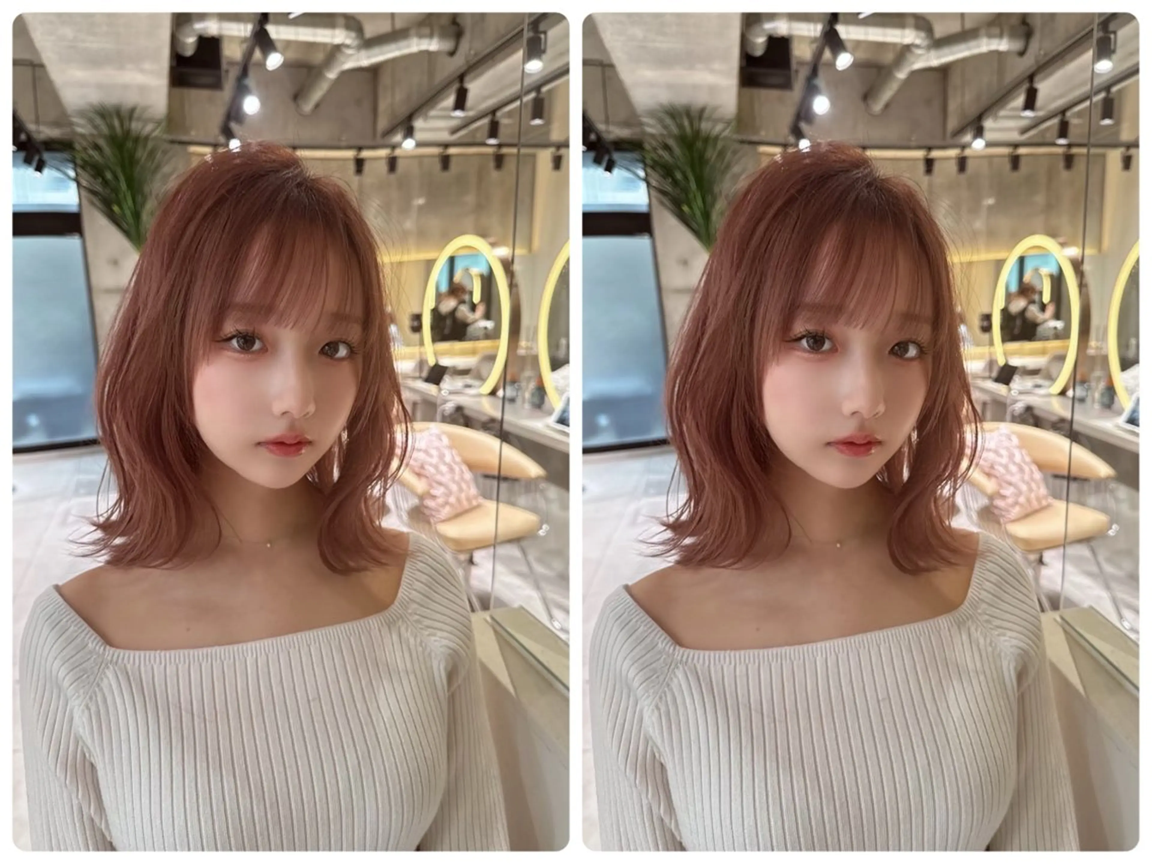 ミディアム カラー ミディアムレイヤー くびれヘア 顔まわりレイヤー 顔周りカット レイヤーカット カット ヘアカラー トリートメント ✨レイヤー/韓国 /✨ヘア山下　遥のヘアスタイル