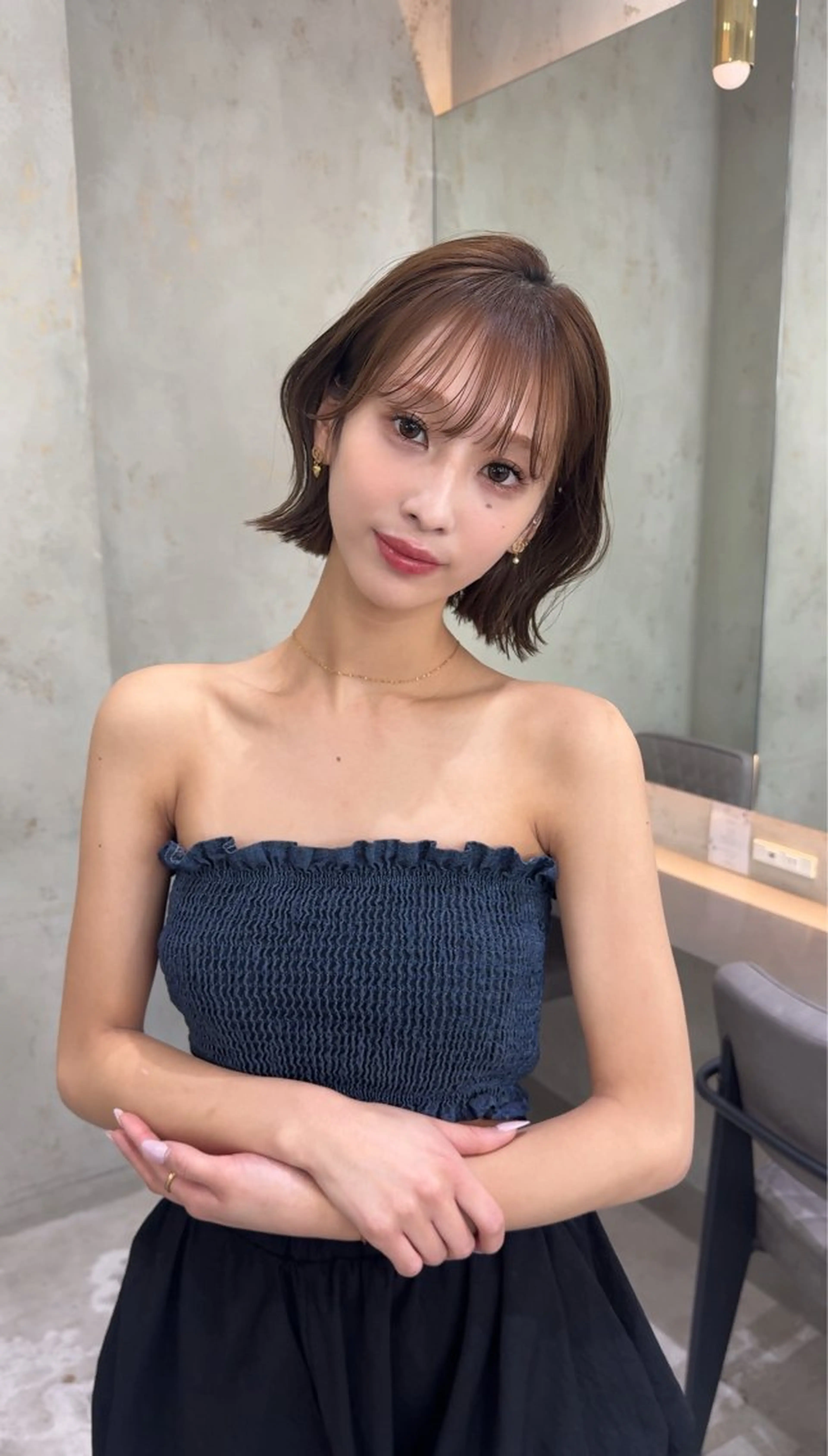 ショート カラー カット ヘアカラー トリートメント 莉乃/縮毛矯正/髪質 改善/艶カラーのヘアスタイル