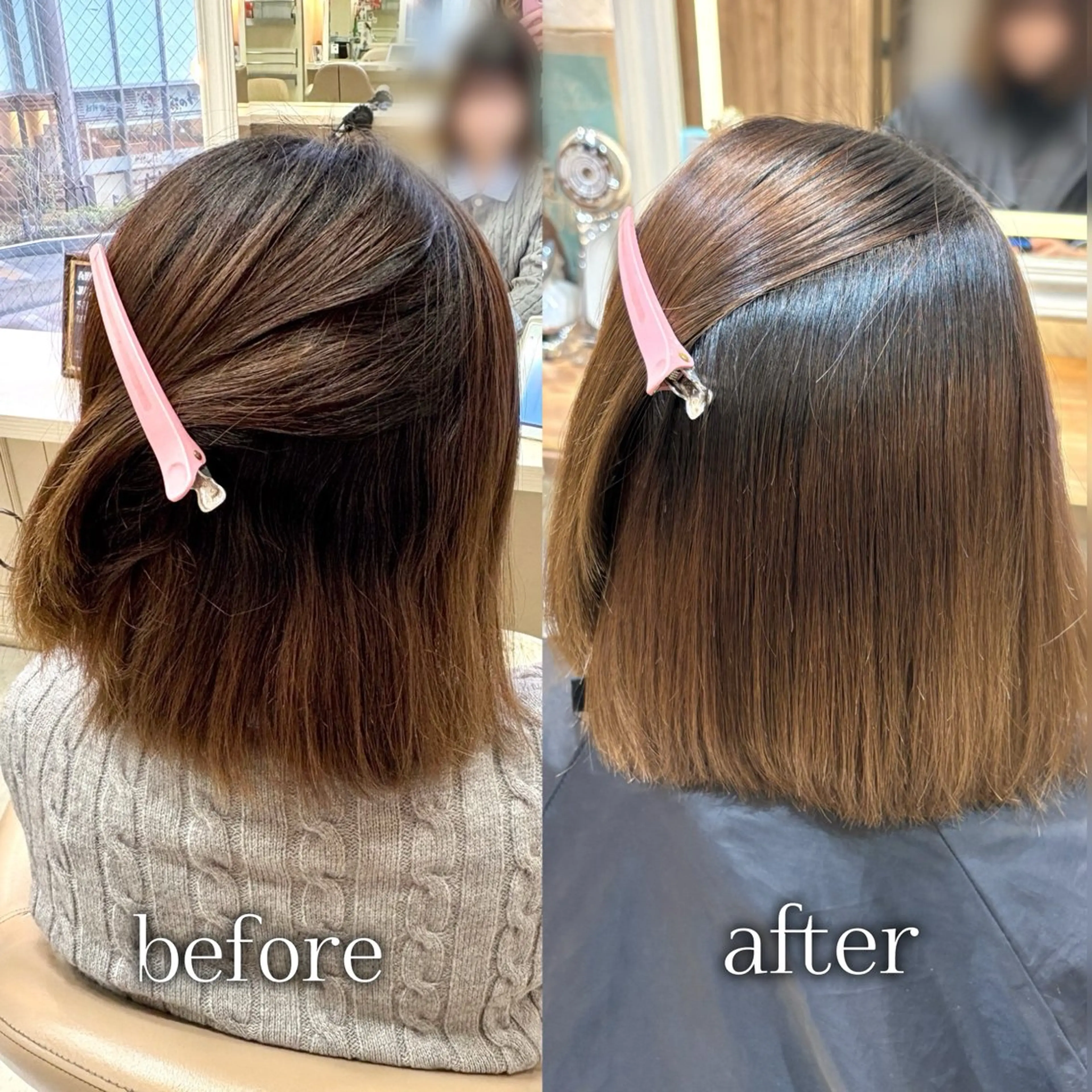 ロング パーマ 縮毛矯正 韓国レイヤー 暖色カラー/さくらのヘアスタイル