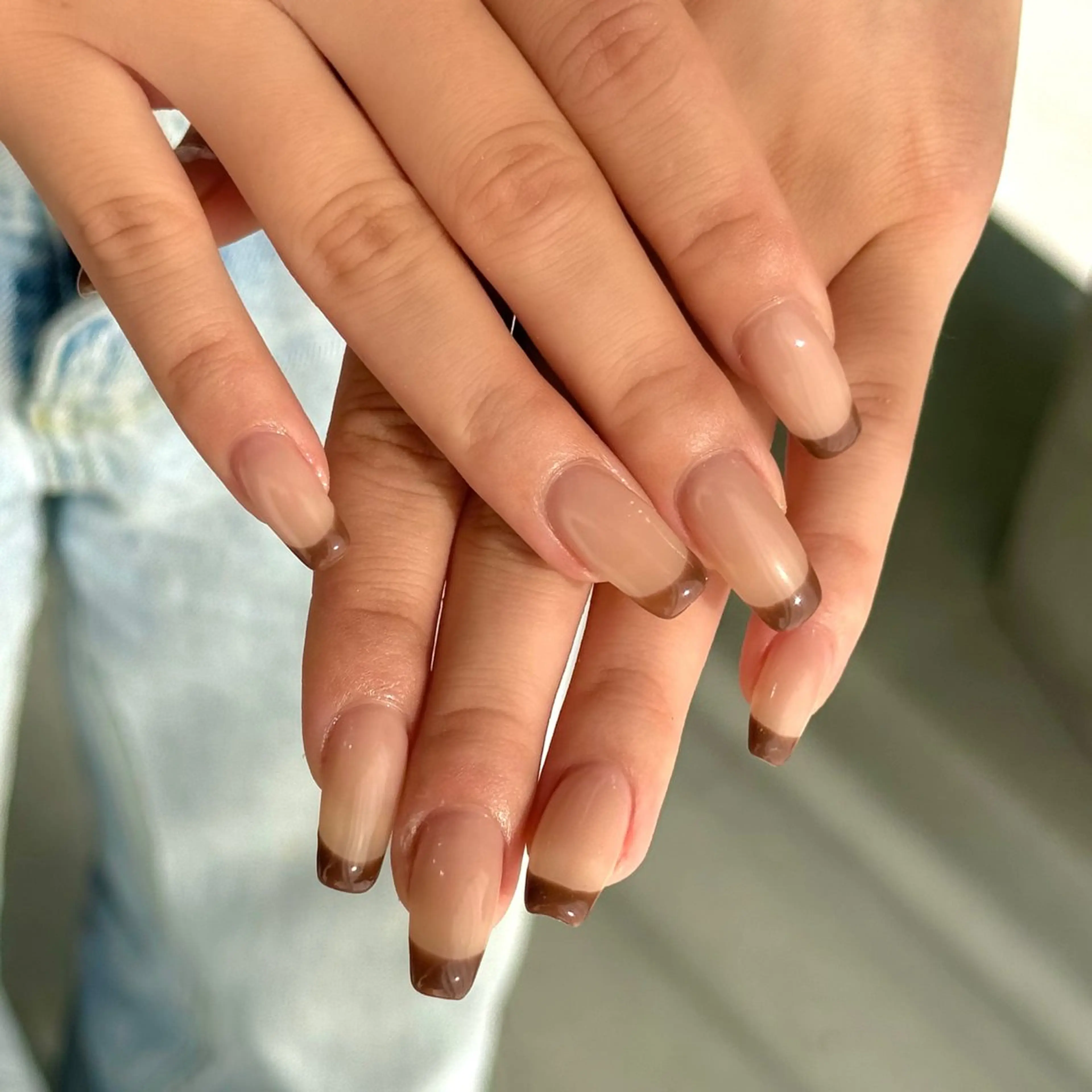 ネイル ブラウン フレンチネイル ハンドネイル HARUKA ネイリスト福岡/薬院のネイルデザイン