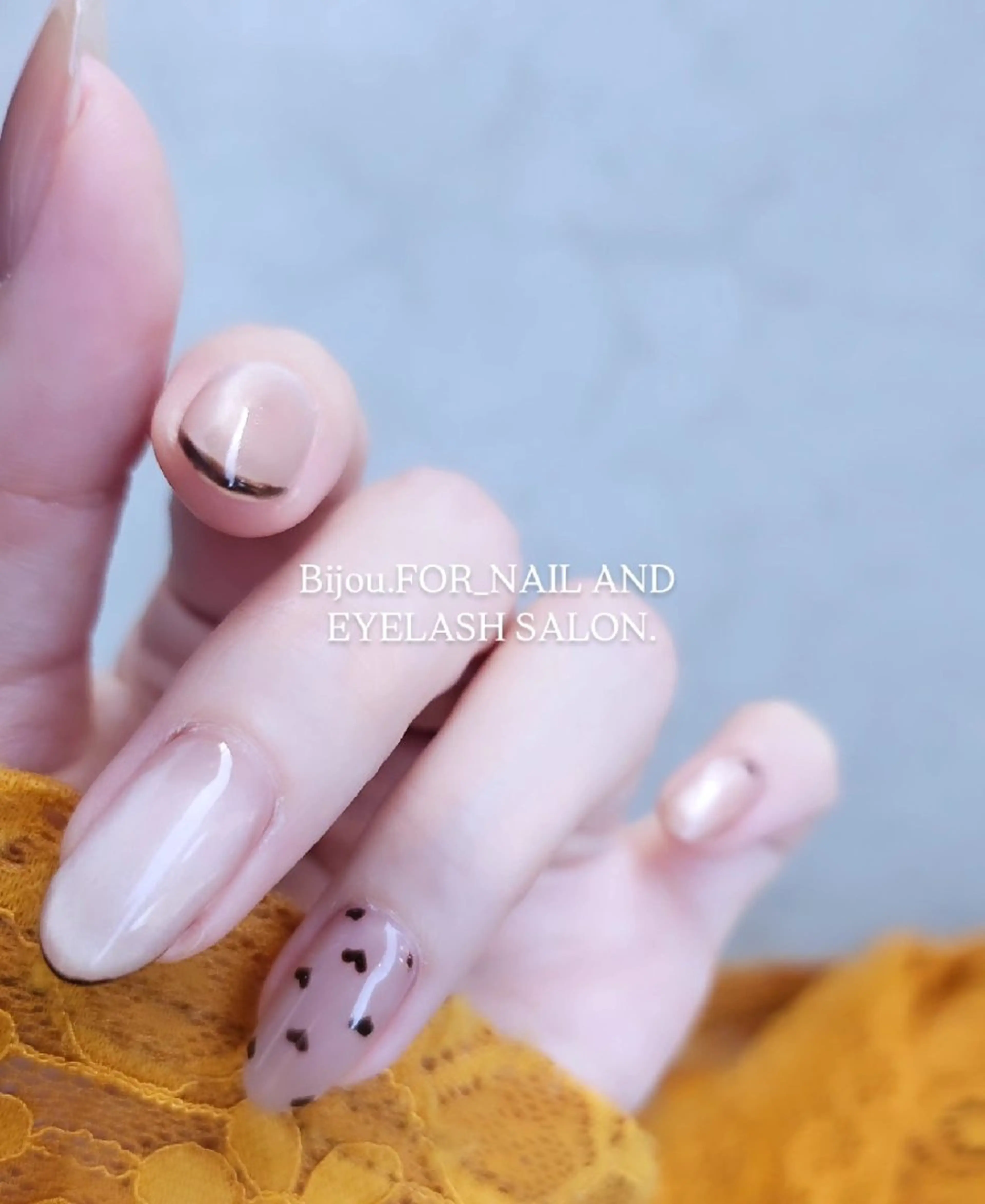 ネイル ドット フレンチネイル ハート マグネットネイル Bijou. 【junjun.】のネイルデザイン