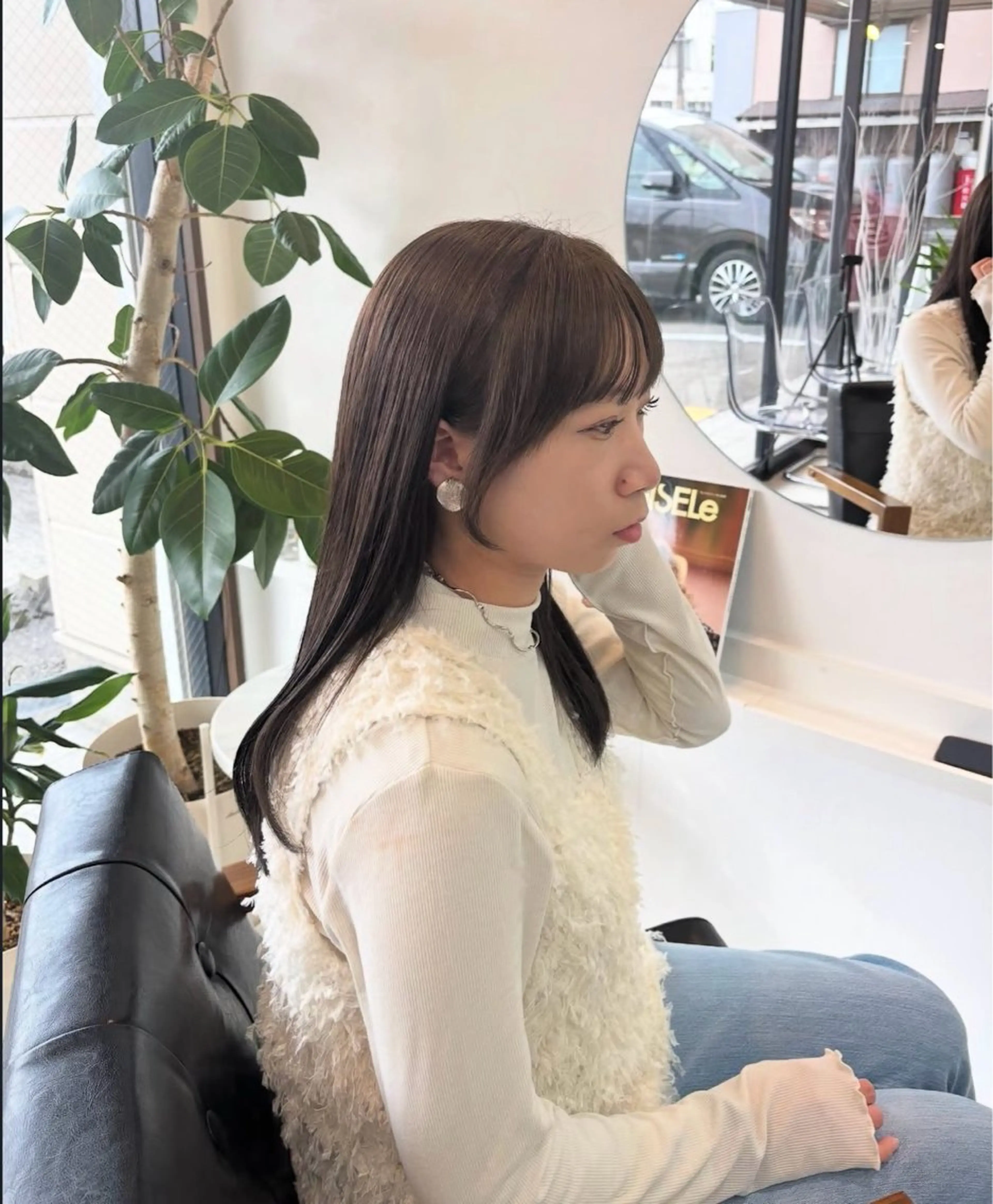 ロング ボブ 顔周りカット ロング カット enrich / キタガワ カノンのヘアスタイル