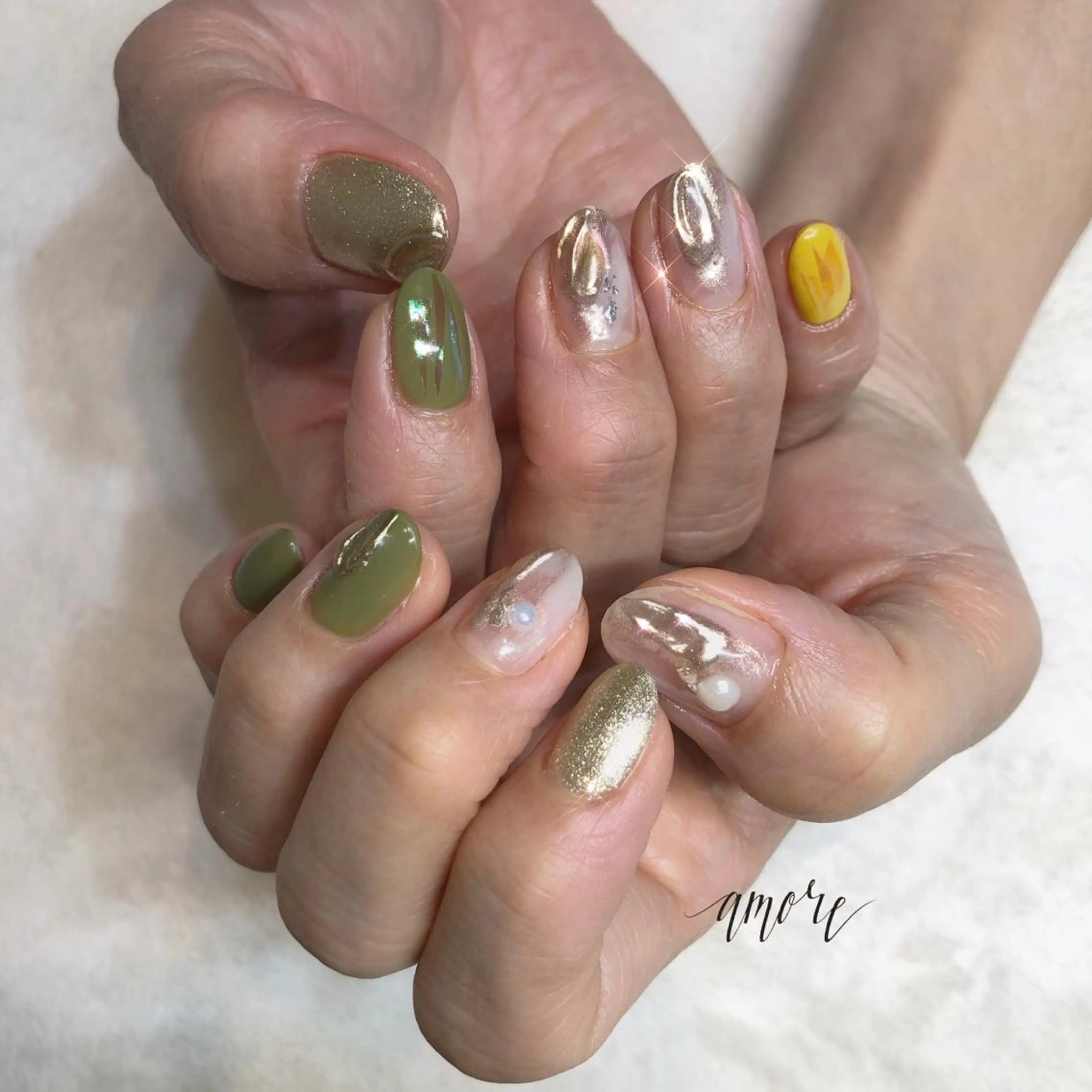 ネイル ジェルネイル ミラーネイル ニュアンスネイル 春ネイル You kyehwaのネイルデザイン