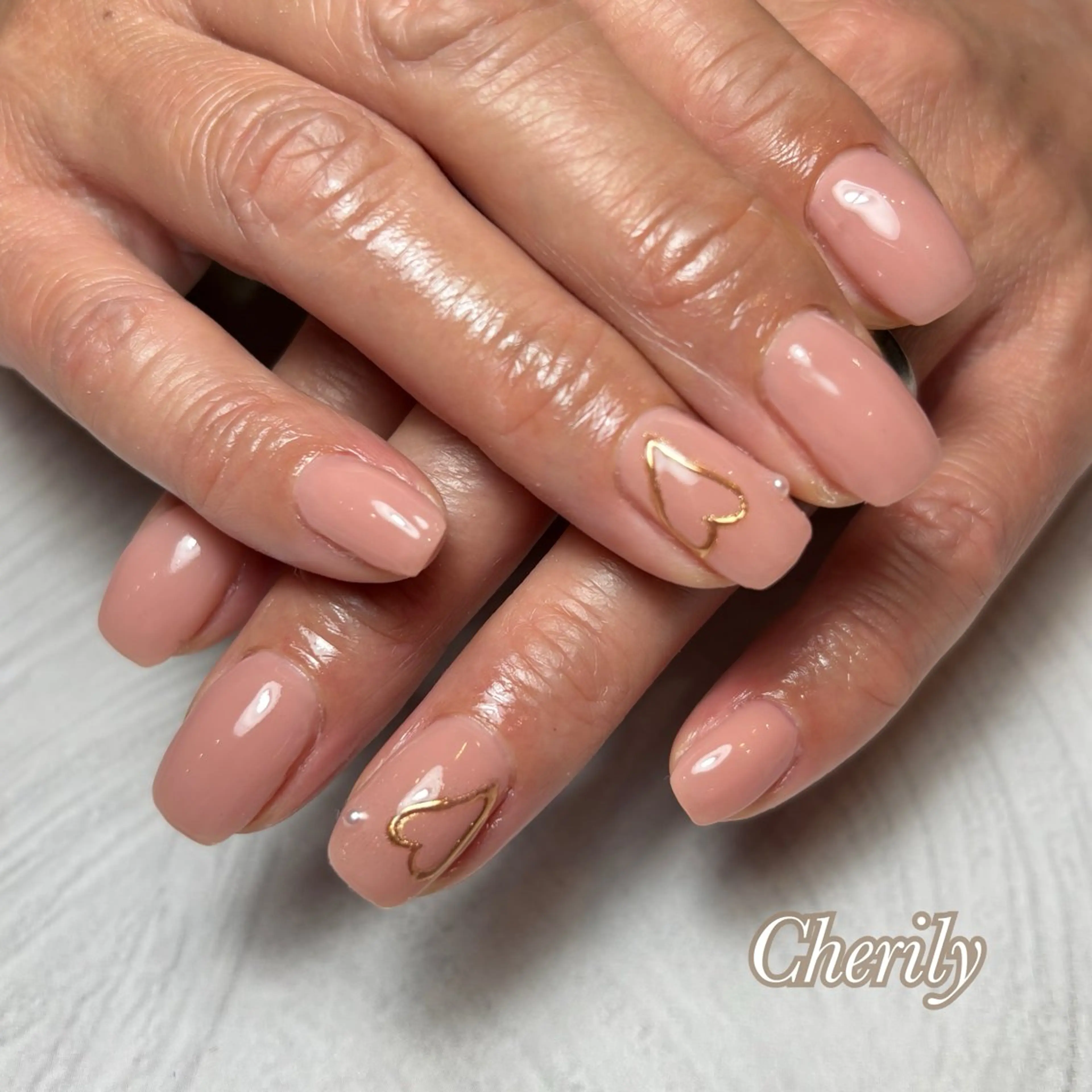 ネイル アートネイル オフィスネイル ワンカラーネイル バレンタイン ハンドネイル CHERILY SAKURAのネイルデザイン