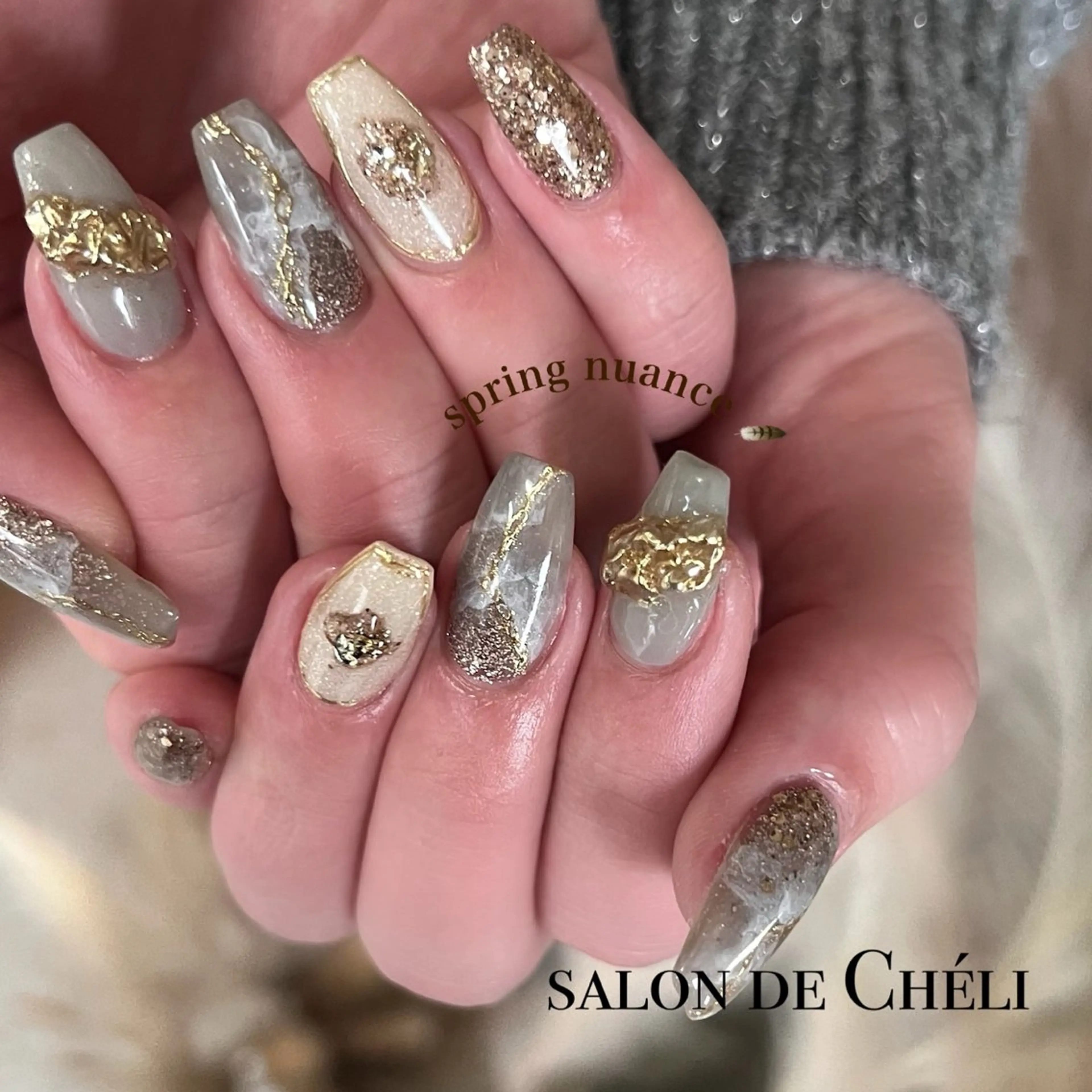 ネイル ニュアンスネイル 春ネイル ハンドネイル salon de Cheliのネイルデザイン