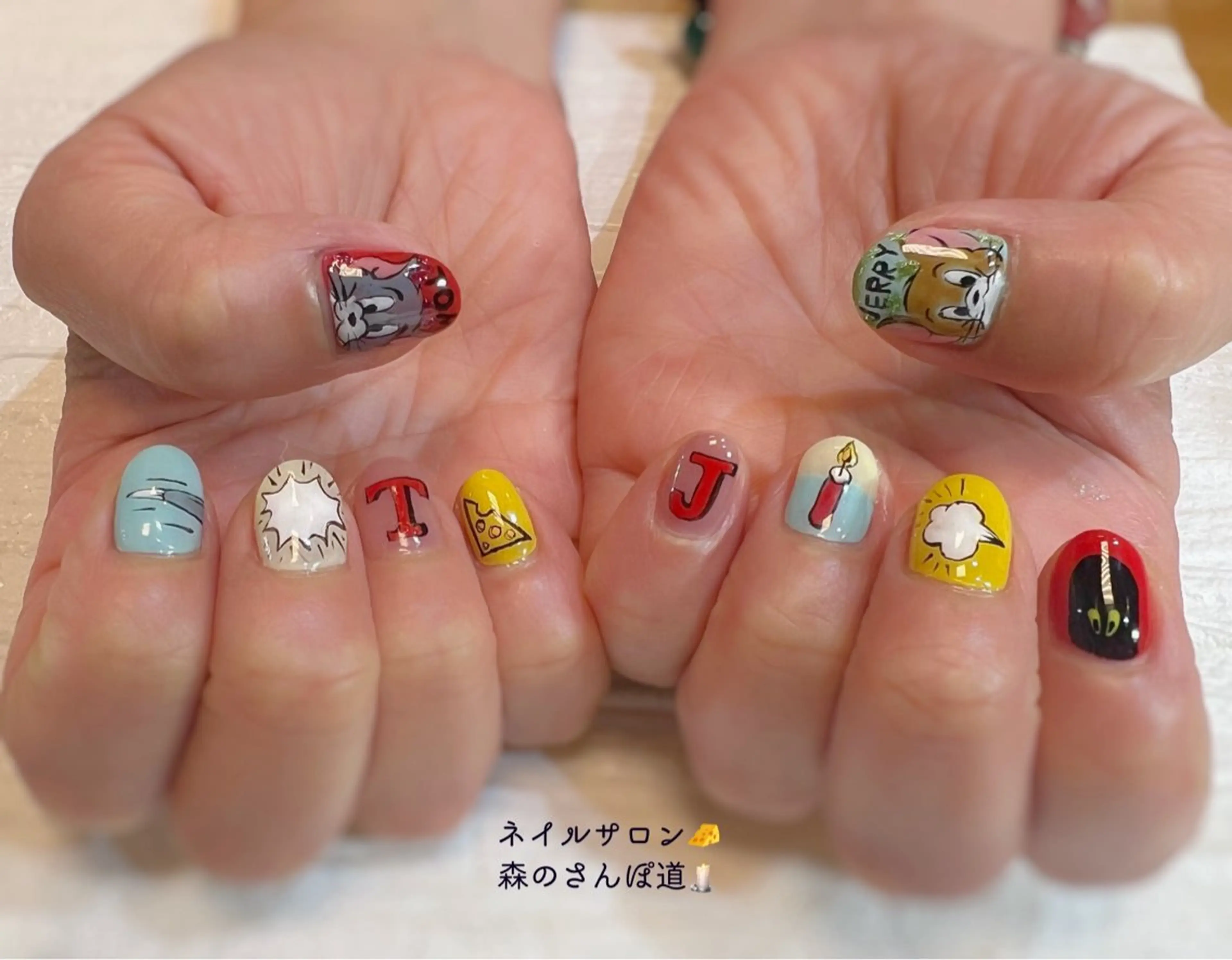 ネイル ハンドネイル ショートネイル 森のさんぽ道のネイルデザイン
