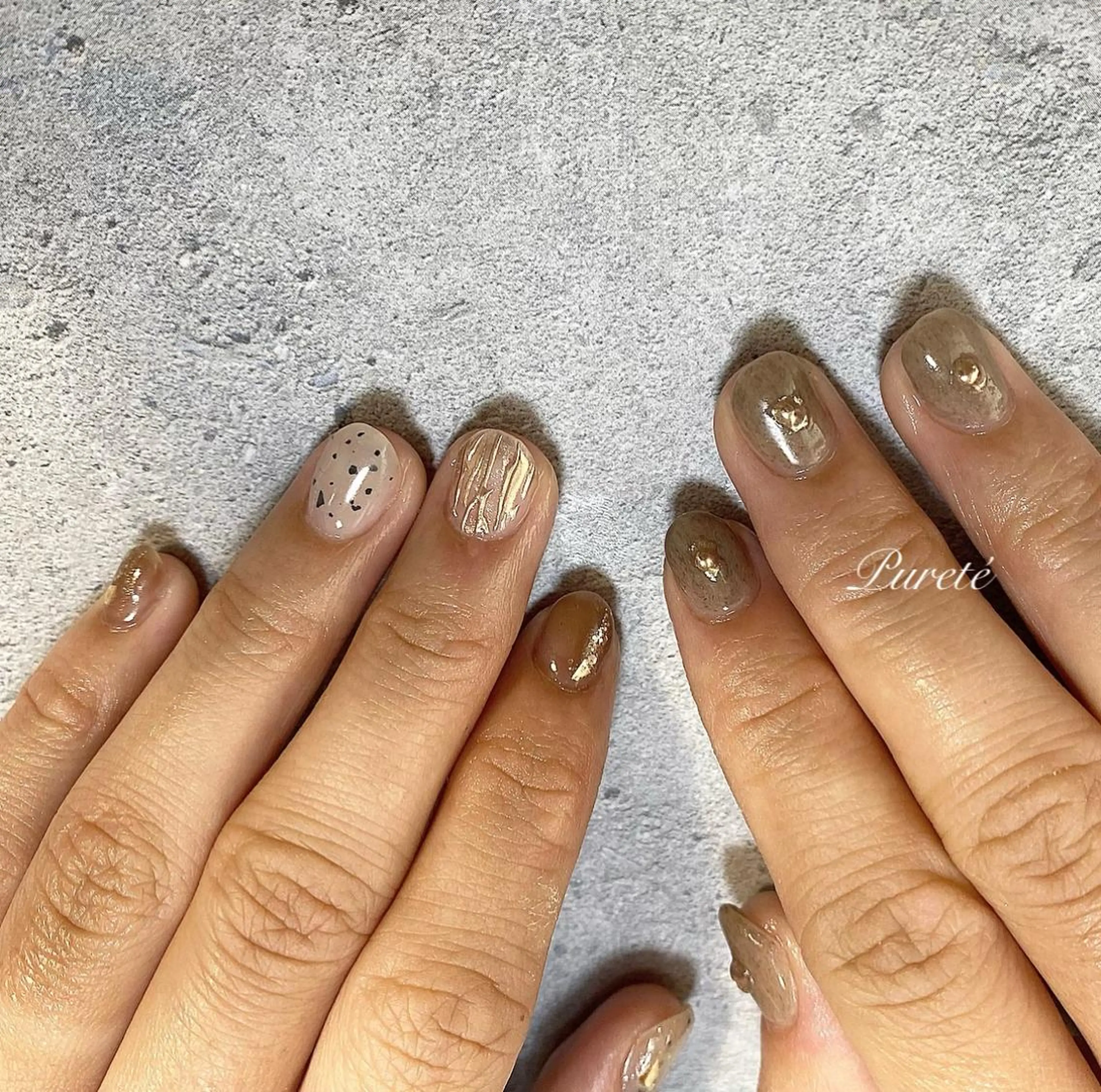 ネイル アニマル柄 ニュアンスネイル ハンドネイル nailsalon Puretéのネイルデザイン