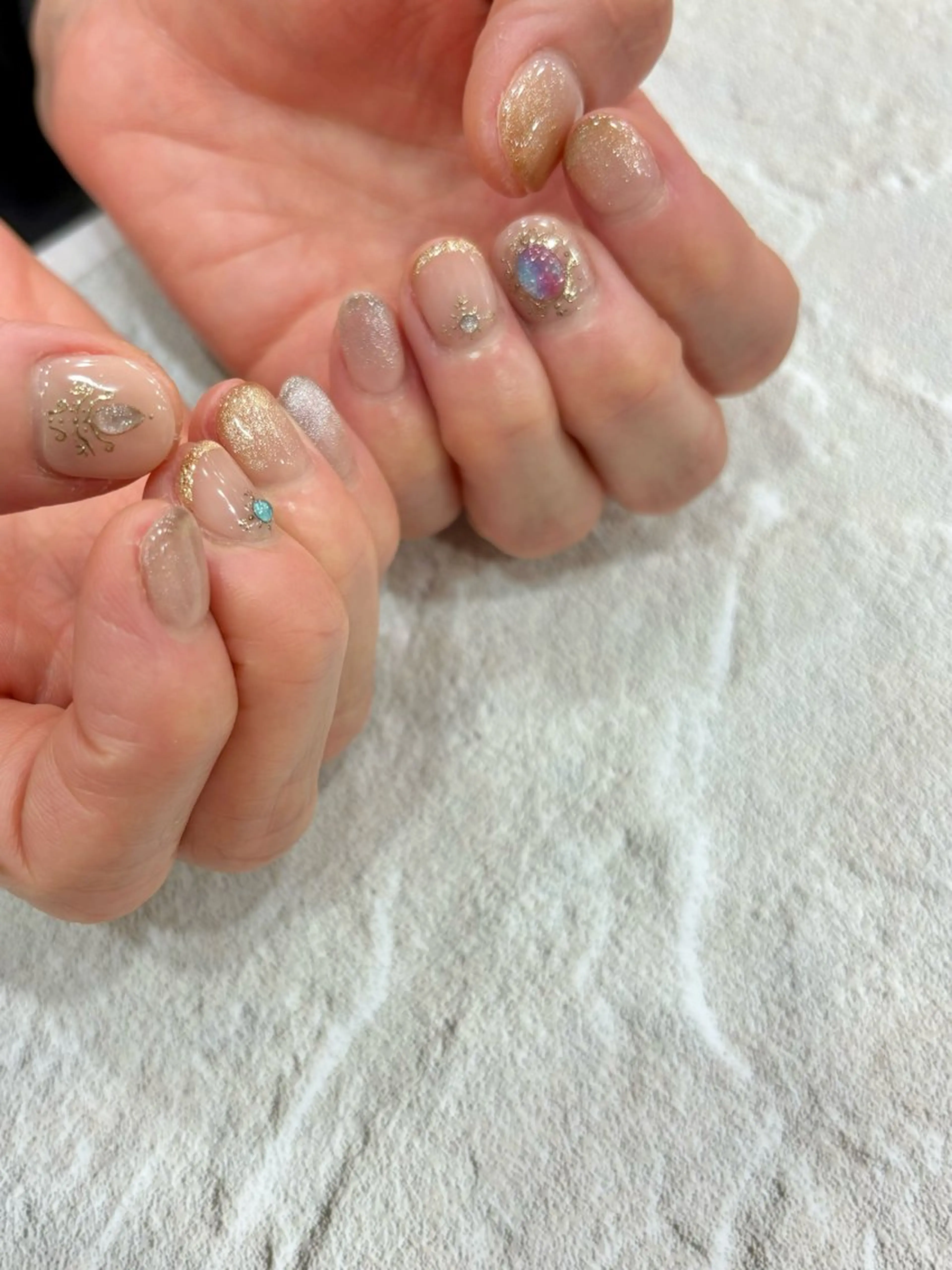 ネイル アートネイル ブルー ジェルネイル マグネットネイル パラジェル 安藤 彩乃のネイルデザイン