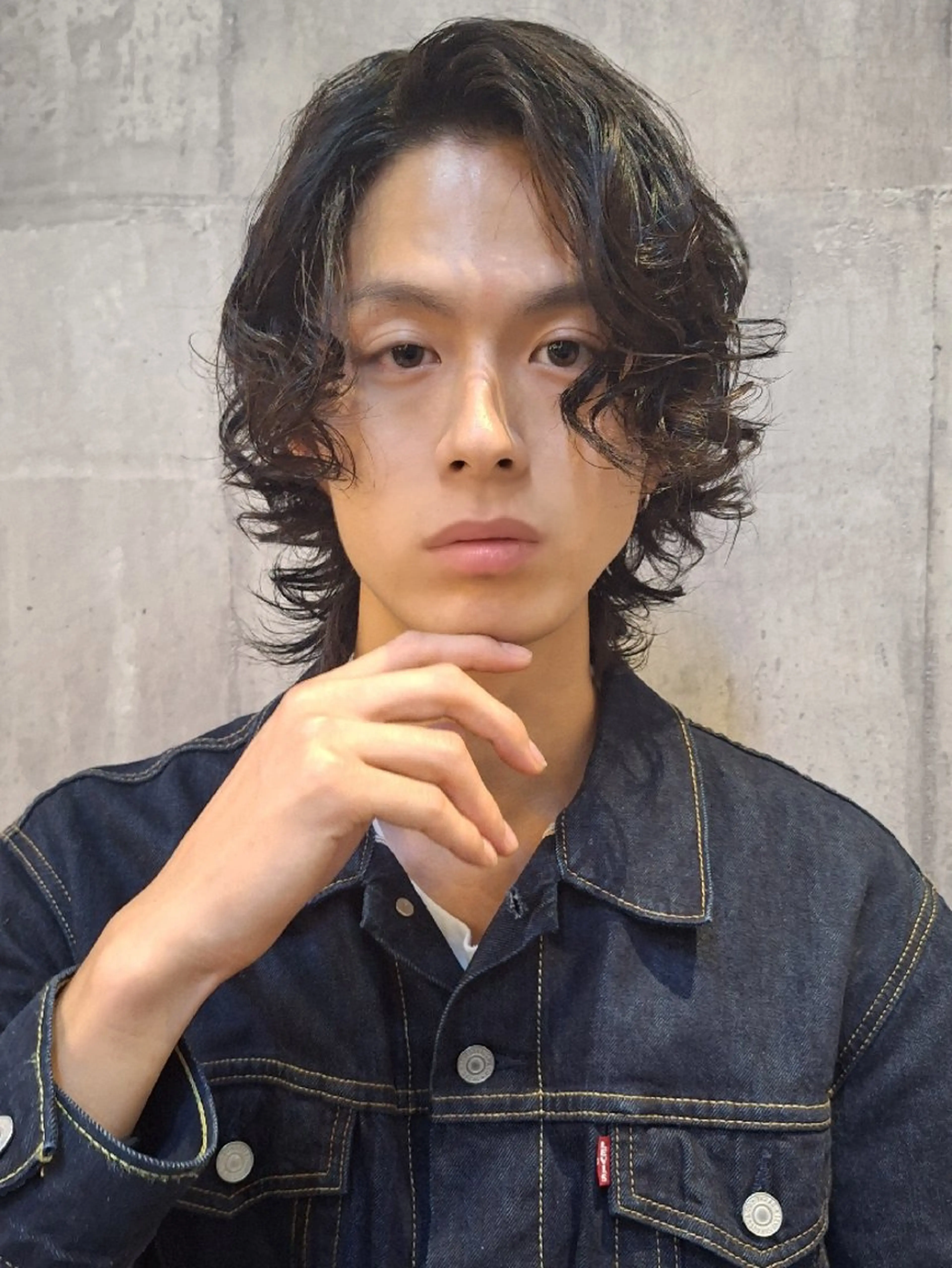 ミディアム パーマ メンズ ミディアムパーマ メンズパーマ スパイラルパーマ 船引 竜将のヘアスタイル