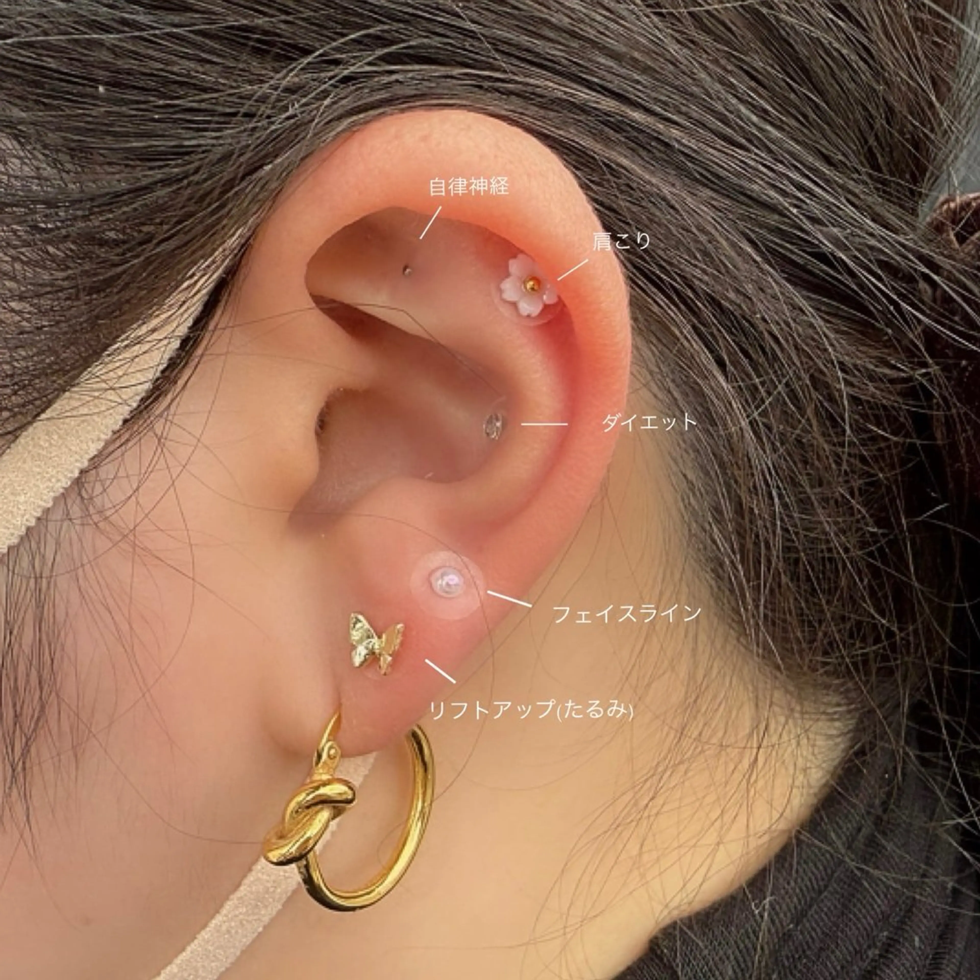 耳つぼジュエリー👂🏻🎀💗*.+ﾟ両耳14粒の写真