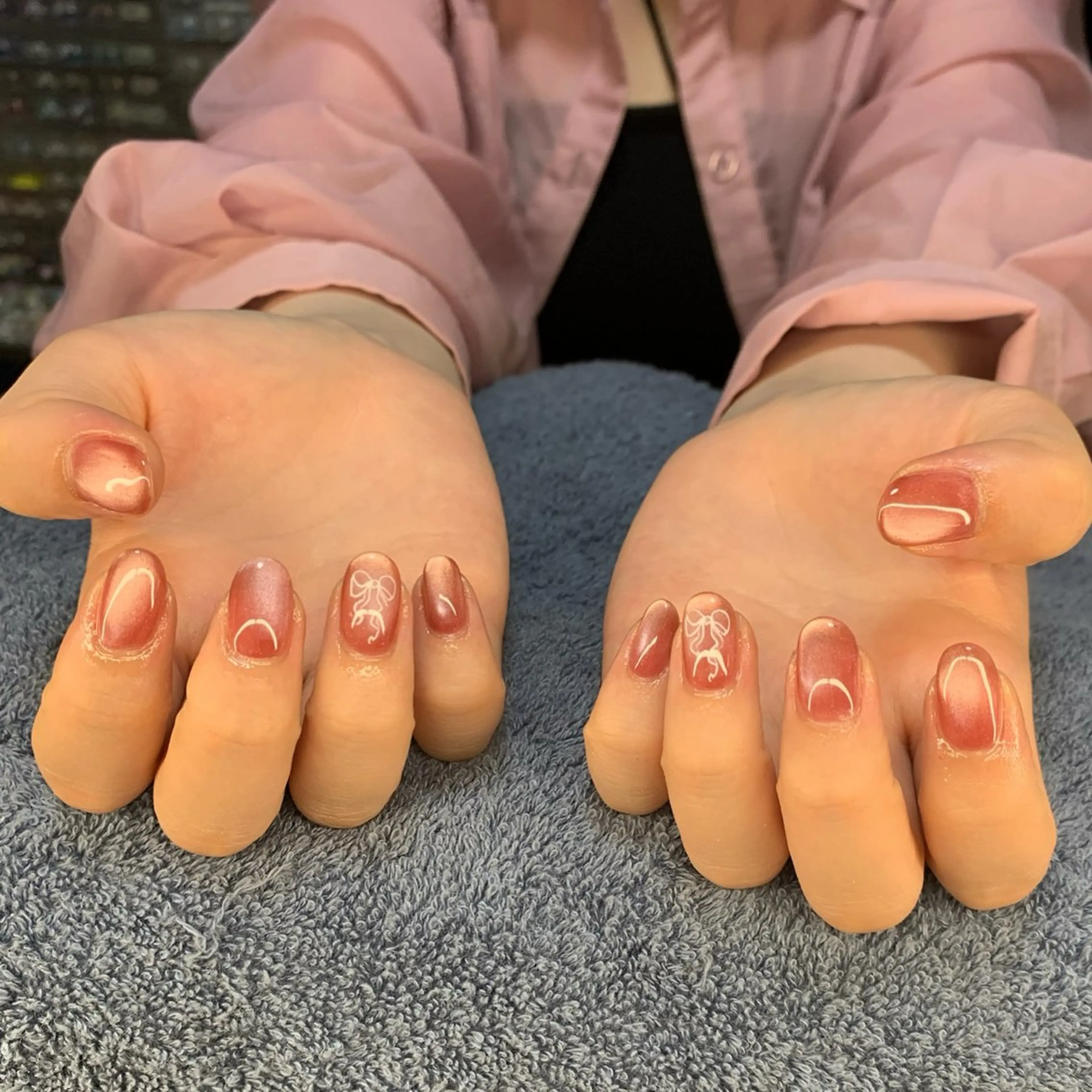 ネイル リボン ハンドネイル フットネイル MHR nailのネイルデザイン