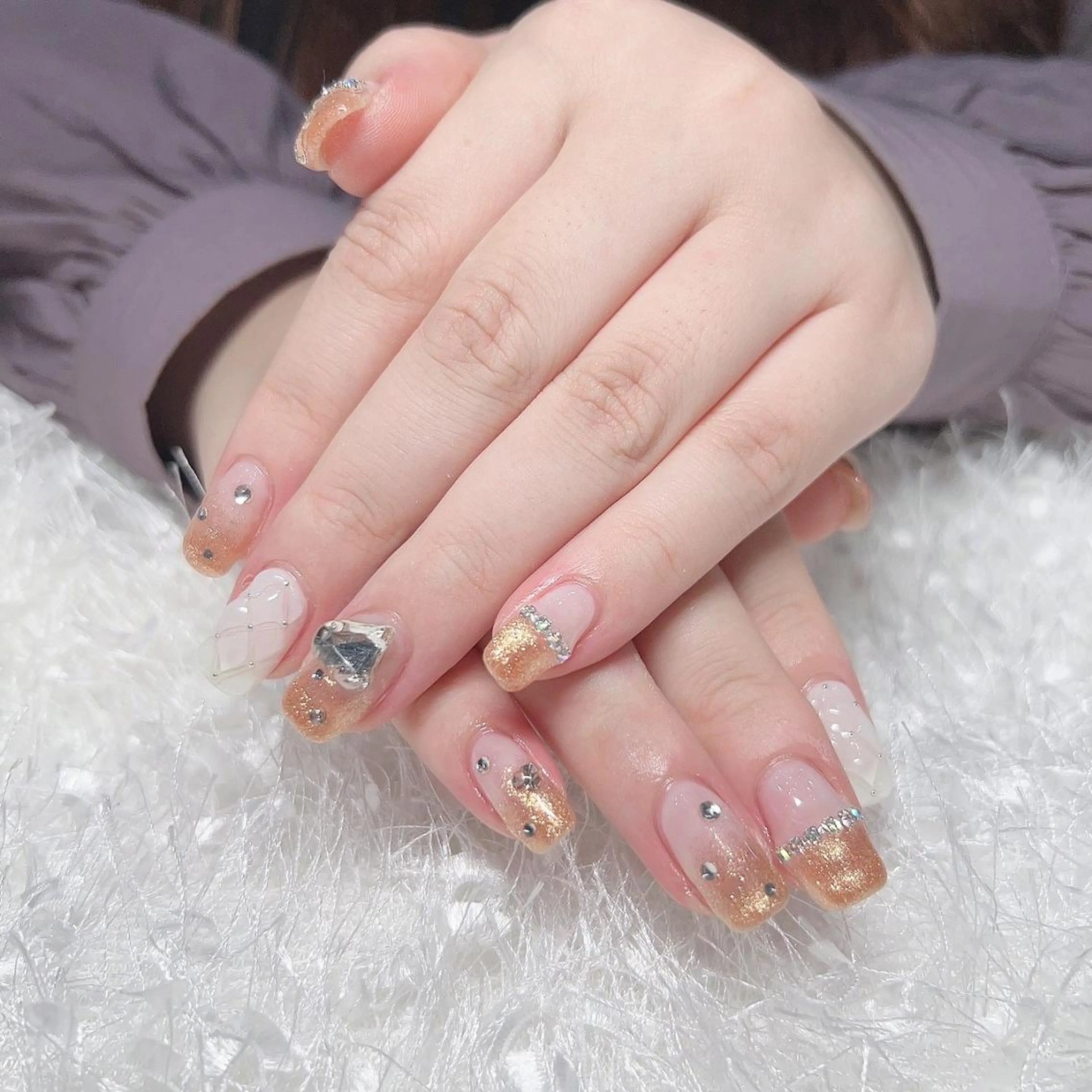 ネイル 長さ出し フレンチネイル ジェルネイル グラデーション 韓国ネイル ハンドネイル Nail&eye Belire 新宿のネイルデザイン