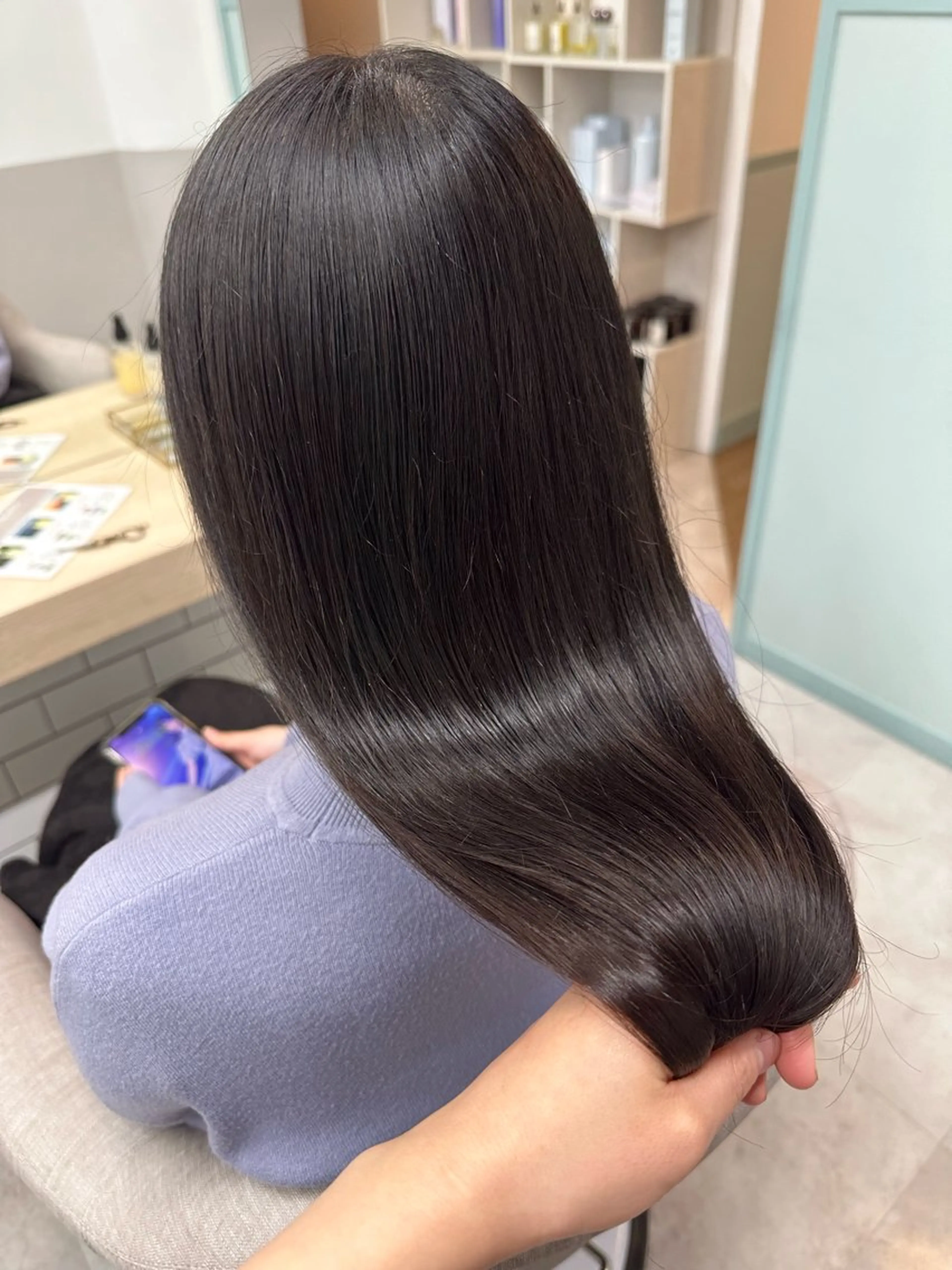 ロング カラー パーマ 髪質改善 縮毛矯正 カット 縮毛矯正 トリートメント 韓国ヘア🖤 YURINAのヘアスタイル