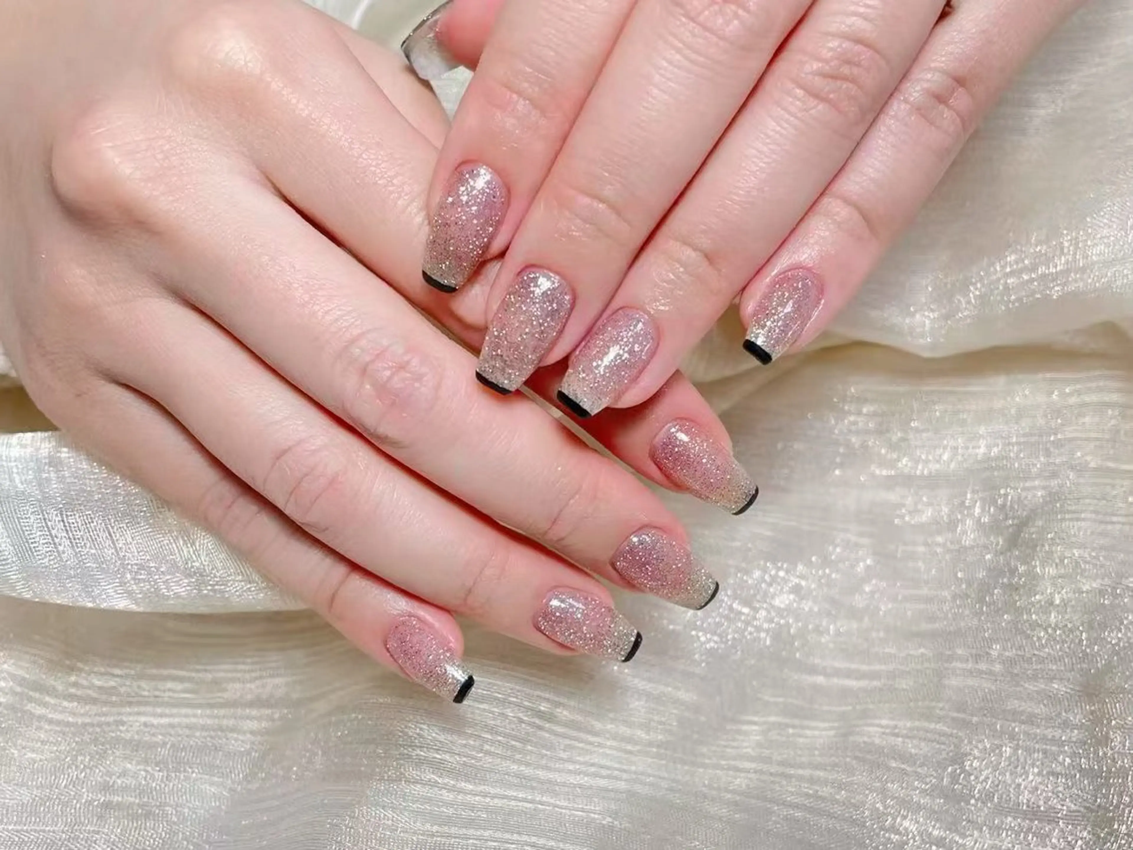 ネイル フレンチネイル ジェルネイル ガラスフレンチ 韓国ネイル マグネットネイル ハンドネイル Nail Jolieのネイルデザイン