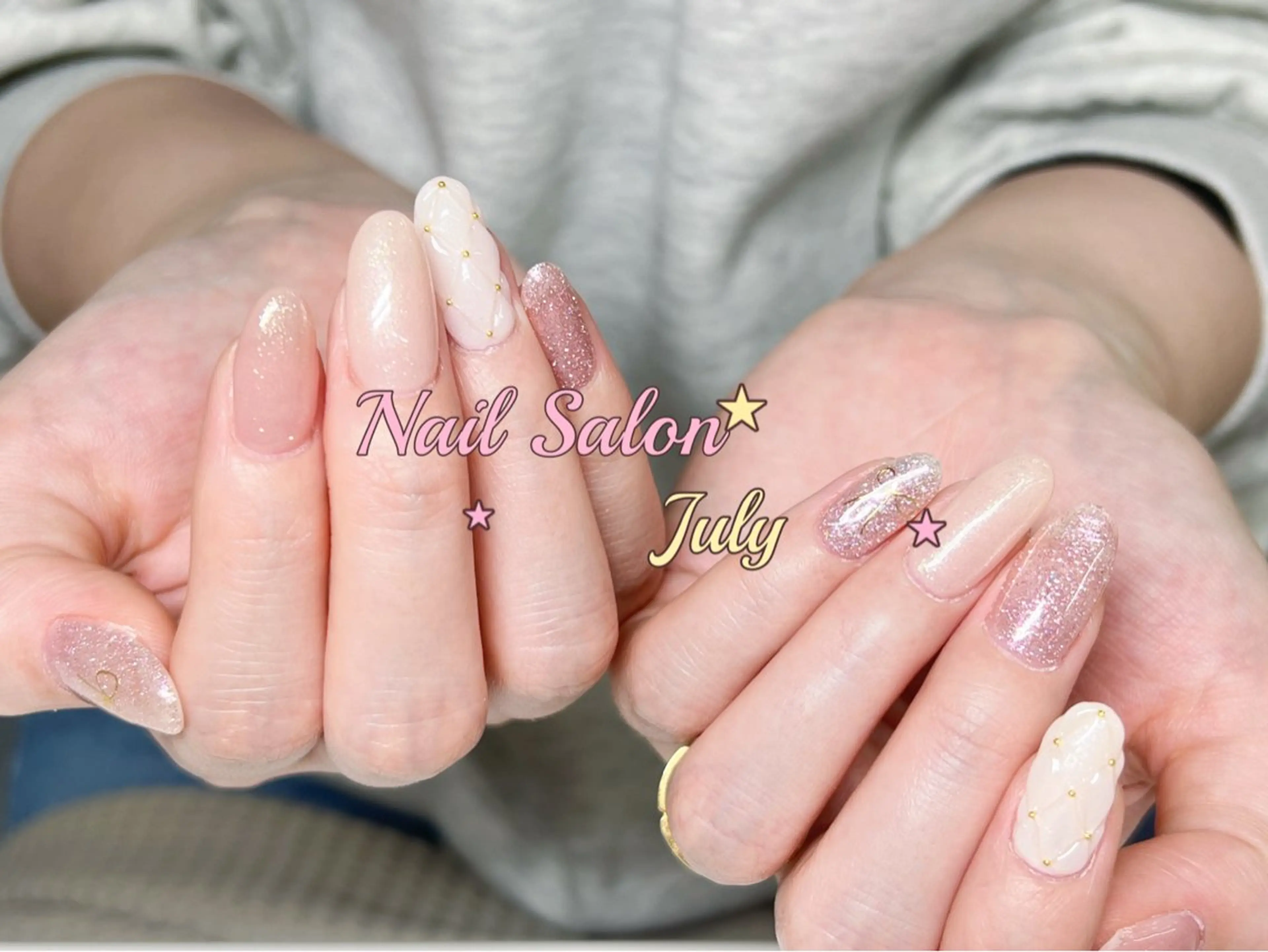 ネイル アートネイル オーロラネイル ジェルネイル ガーリー キラキラネイル ハンドネイル July モモのネイルデザイン