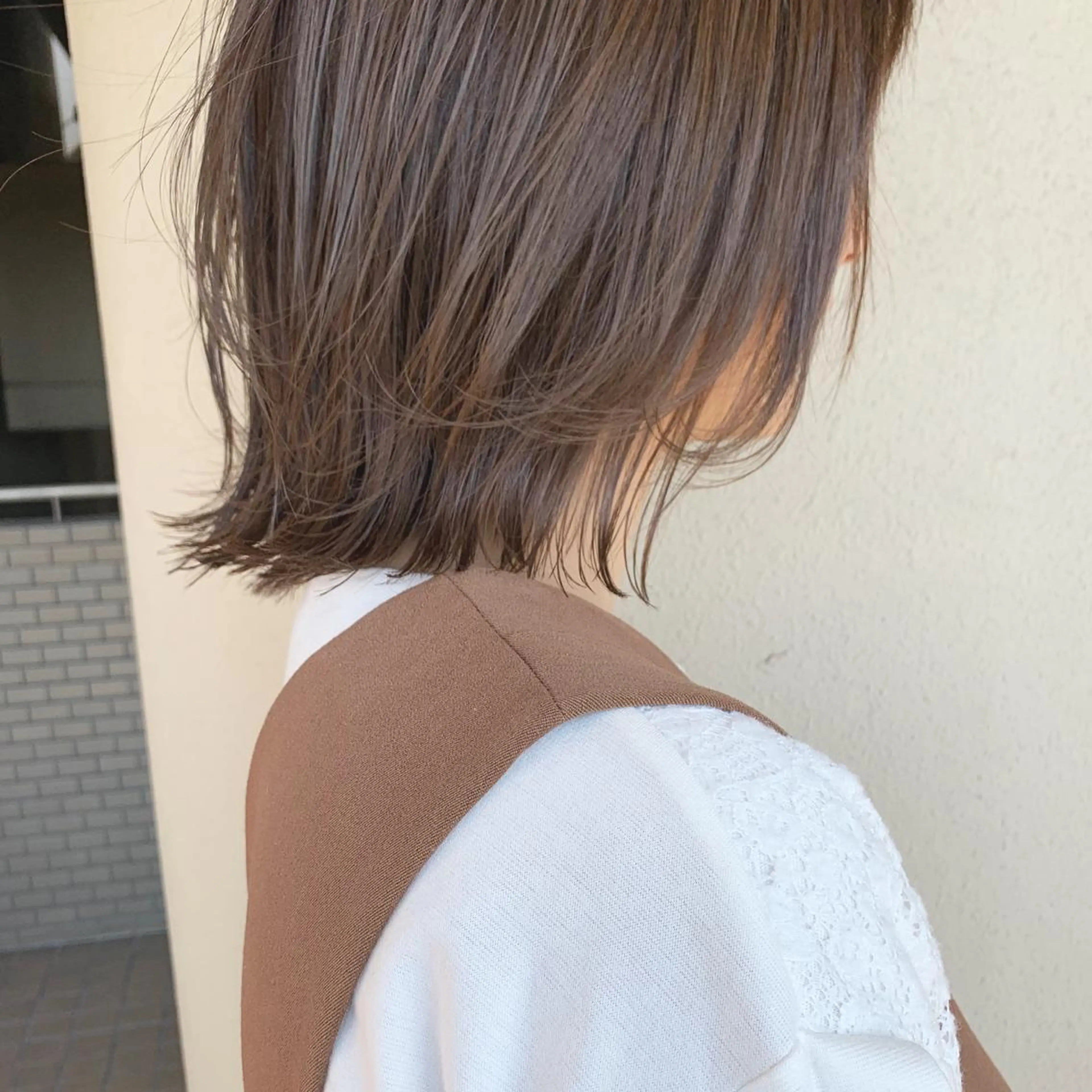 ミディアム カラー ボブレイヤー ベージュカラー ボブ レイヤーカット 本町/新町/心斎橋 透明感カラーSANCのヘアスタイル