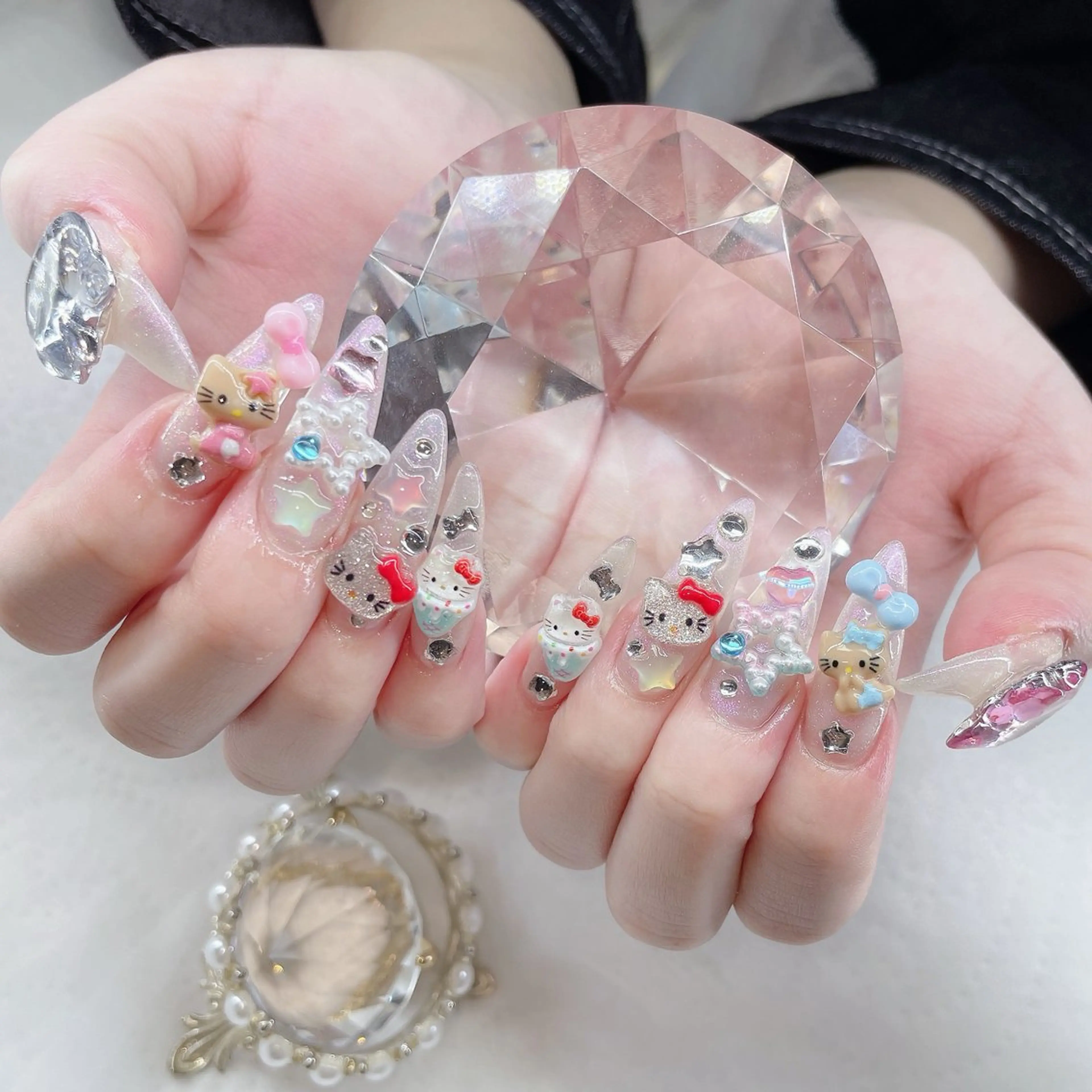 ネイル アートネイル オーロラネイル チークネイル 長さ出し フラッシュネイル misun_ nailのネイルデザイン