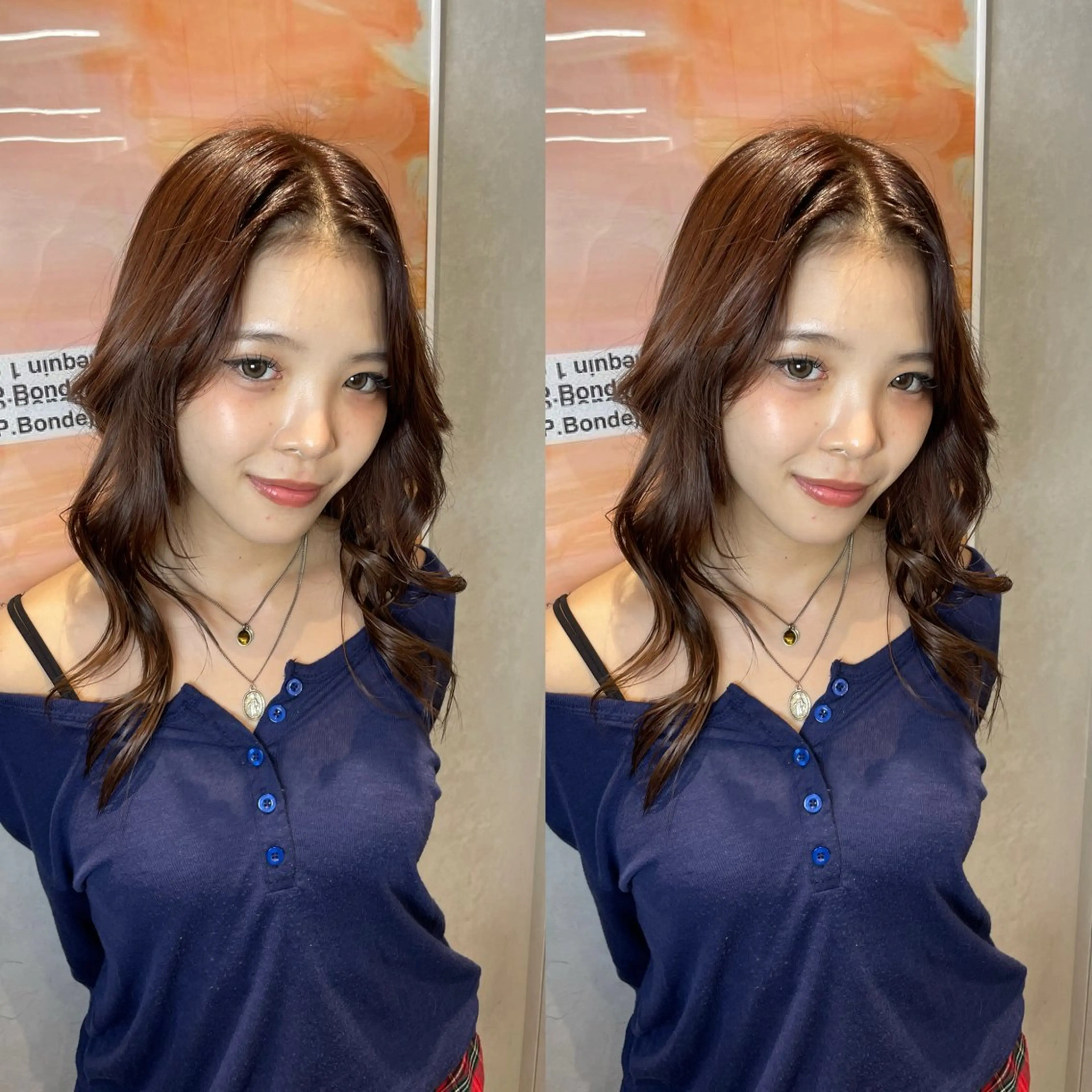 ロング カラー ベージュカラー オリーブベージュ ヘアカラー トリートメント 表参道/ハイライト バレイヤージュのヘアスタイル
