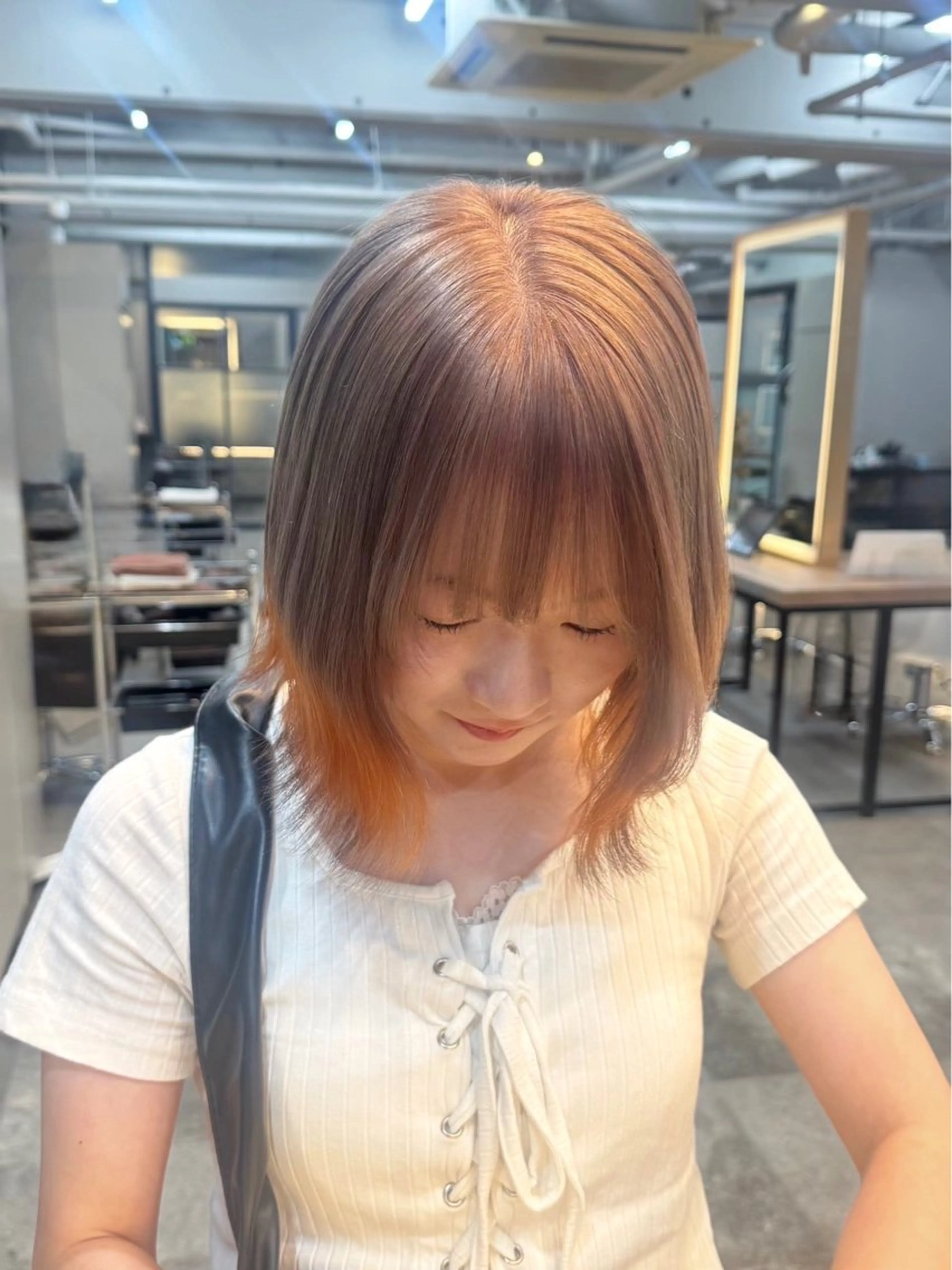 ミディアム カラー ヘアカラー 髪質改善/レイヤー/ 🐣kokoro🌸のヘアスタイル