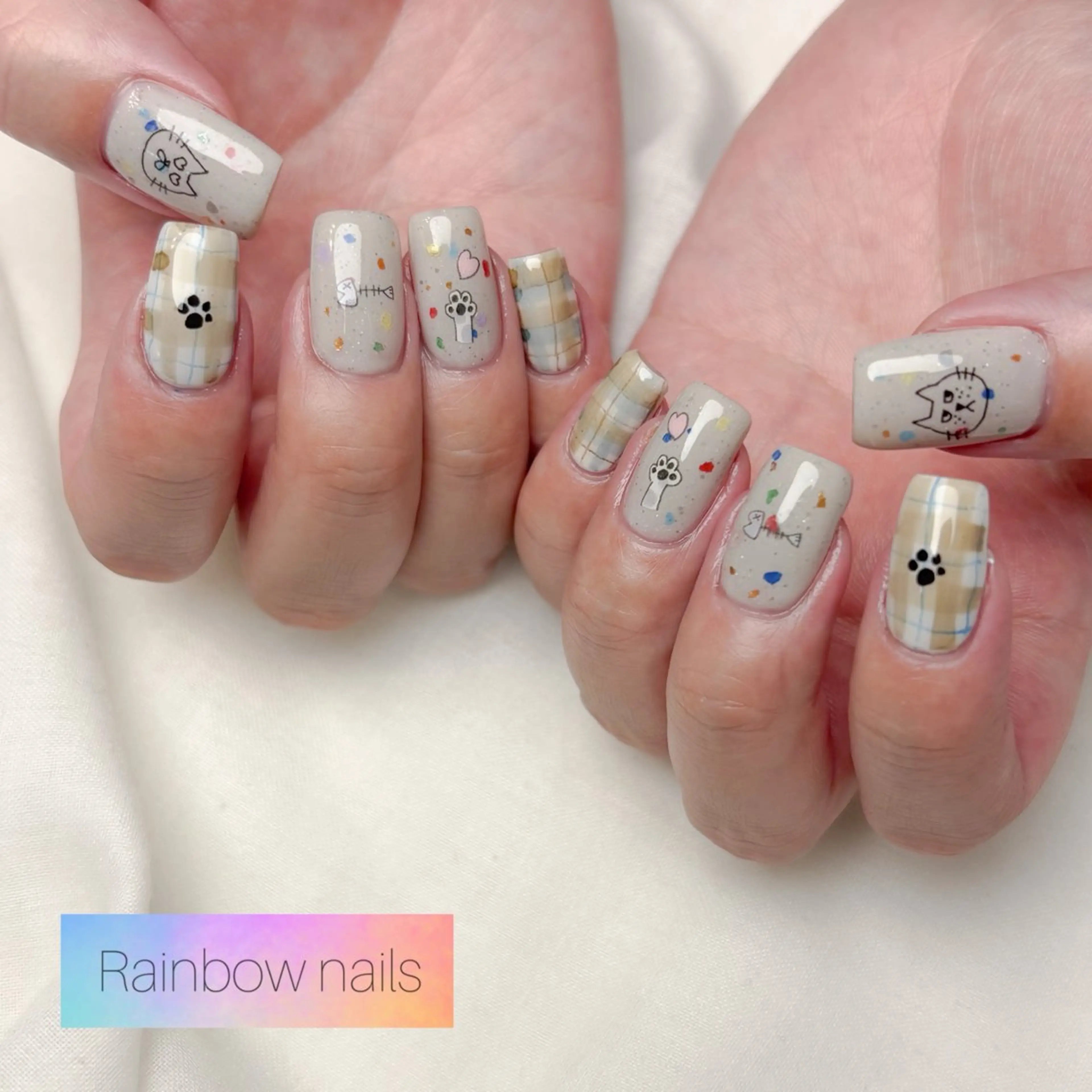 ネイル ハンドネイル Rainbow nailsくろちゃんのネイルデザイン