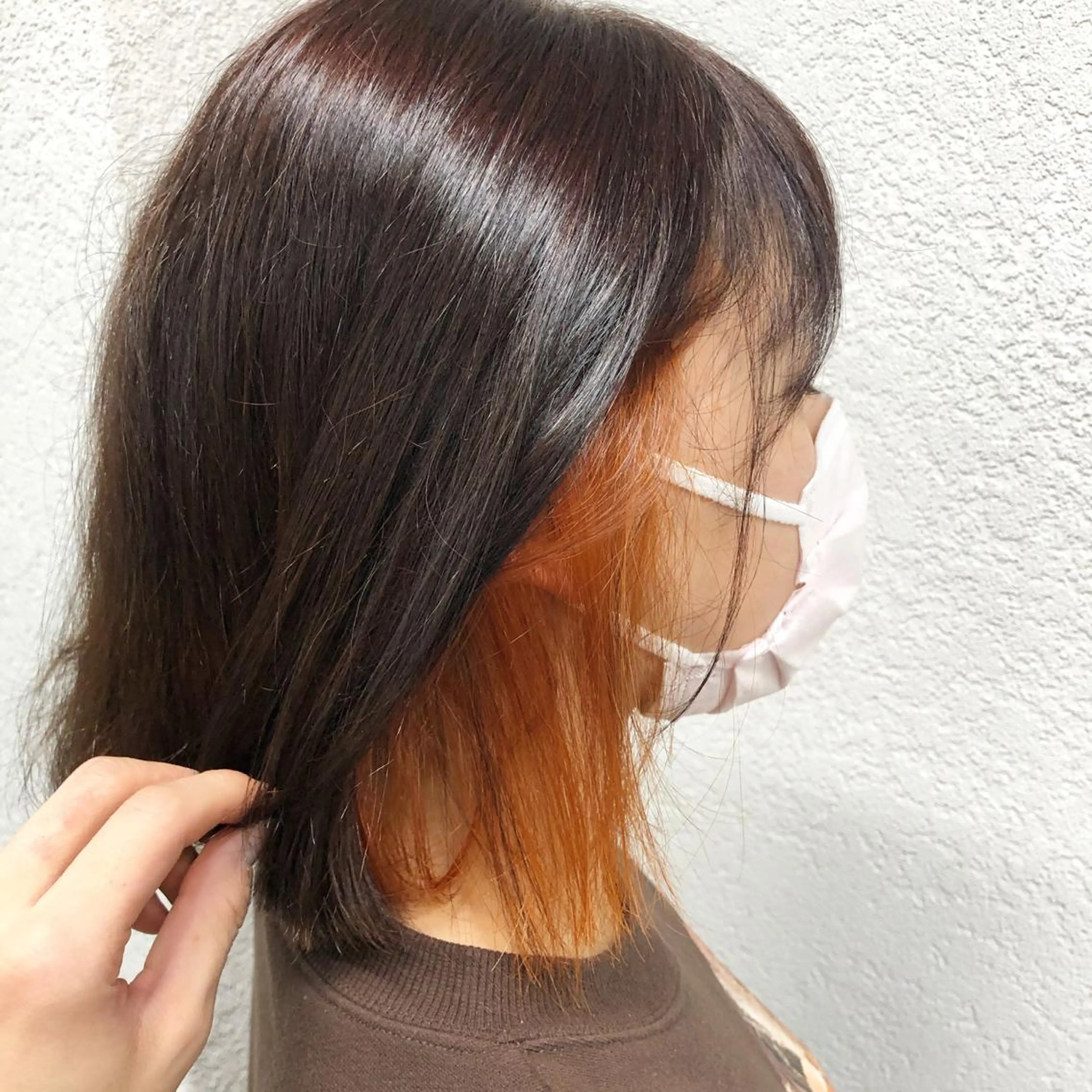 ミディアム カラー オレンジ ヘアカラー トリートメント 槙川 郁弥のヘアスタイル