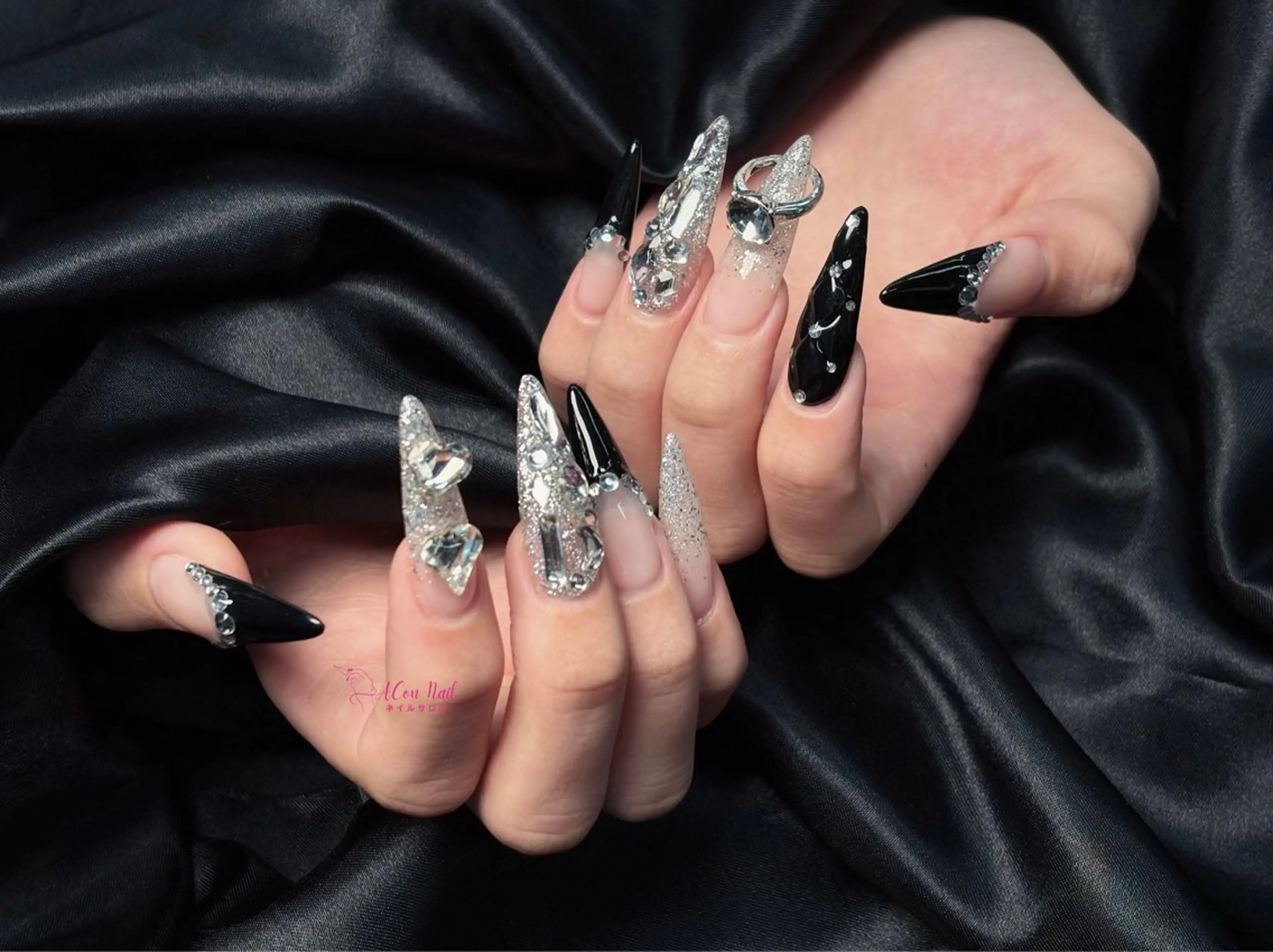 ネイル 桜ネイル 長さ出し フラワーネイル フレンチネイル ジェルネイル ハンドネイル ACon NailSalonのネイルデザイン