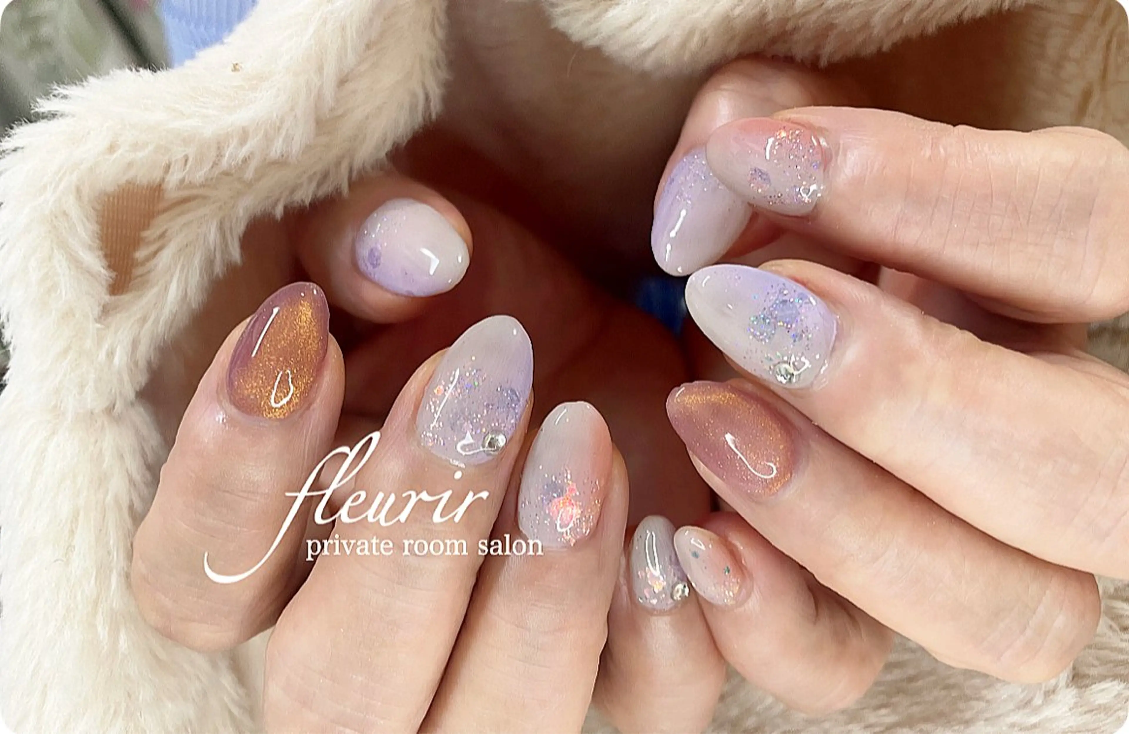 ネイル マグネットネイル ストーンネイル フルリール 【プライベートサロンのネイルデザイン