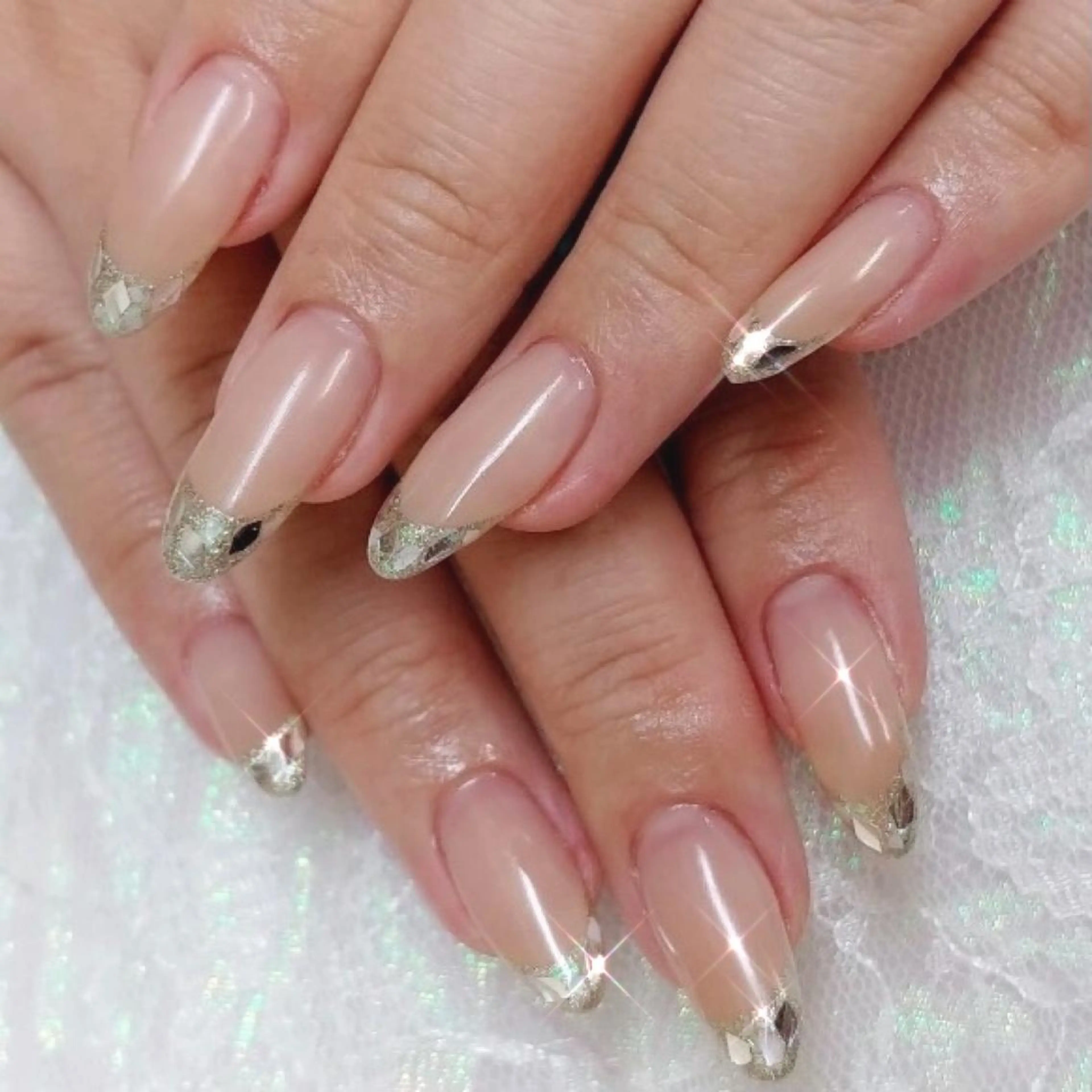ネイル フレンチネイル ジェルネイル ガラスフレンチ グラデーション Nail lieNのネイルデザイン