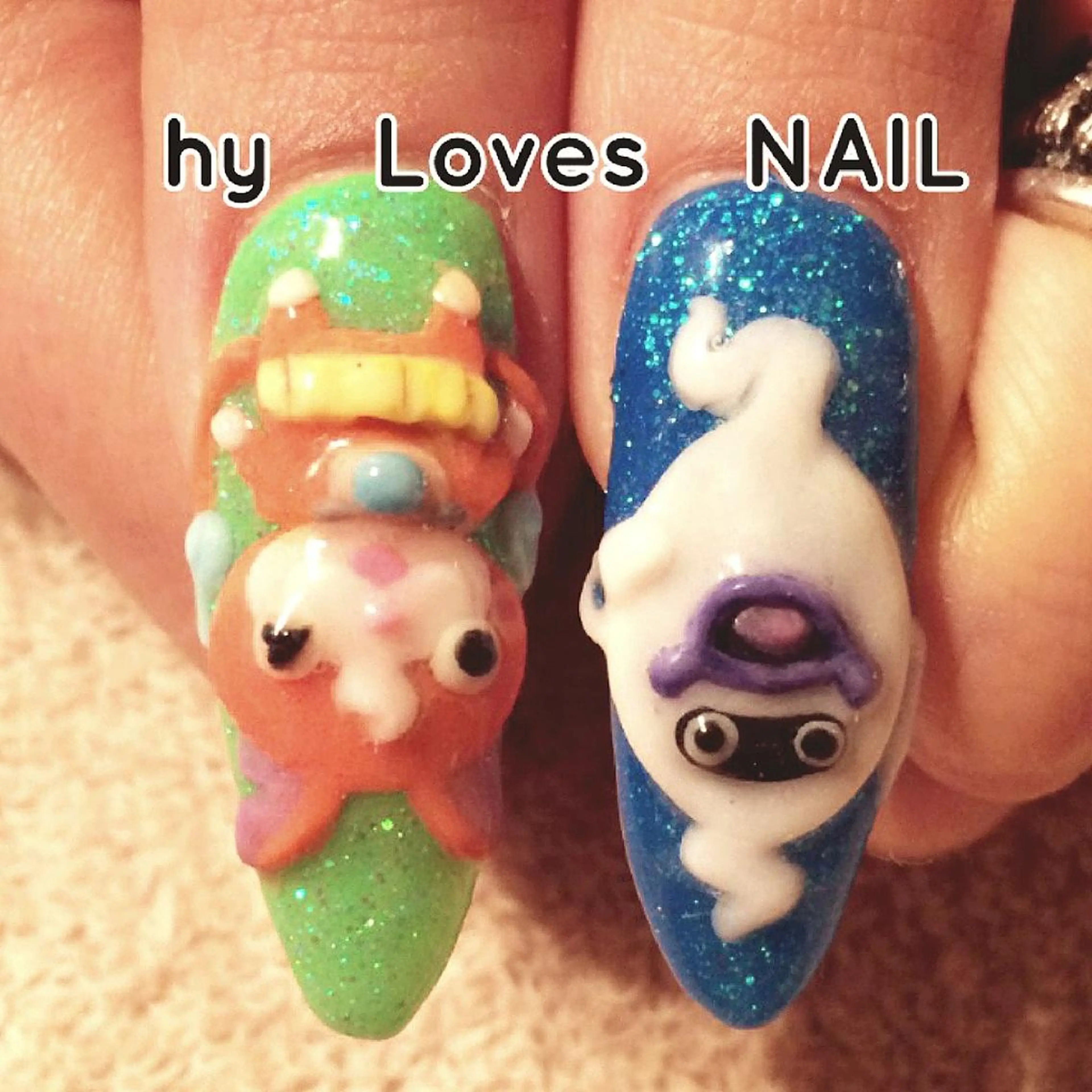 ネイル ジェルネイル ラメ(グリッター) ロングネイル ハンドネイル よしだ ひろきのネイルデザイン