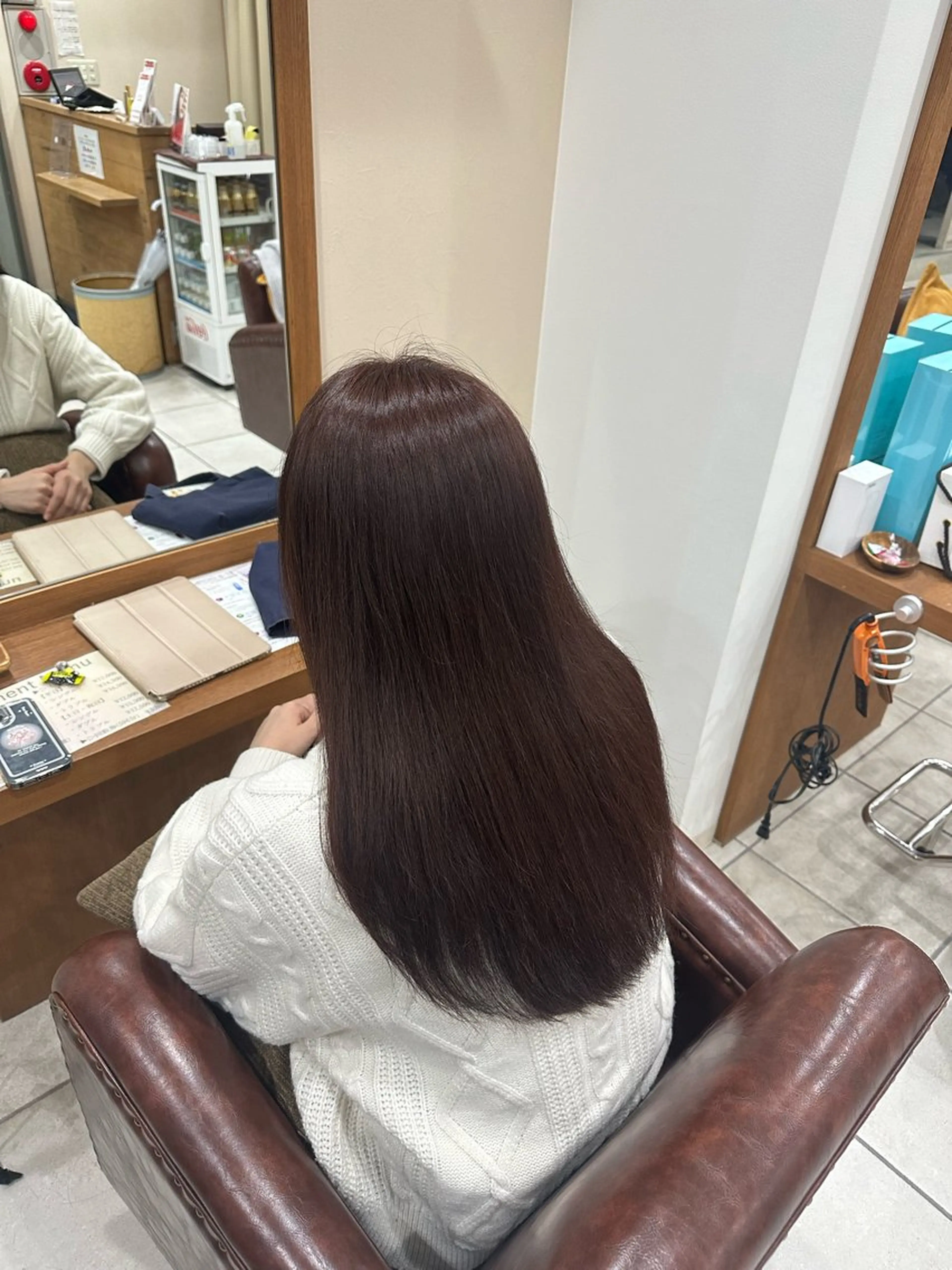 ロング カラー ブリーチ ブラウンカラー ブリーチなしカラー ピンクカラー ピンクブラウン カット ヘアカラー 種村 彩乃のヘアスタイル