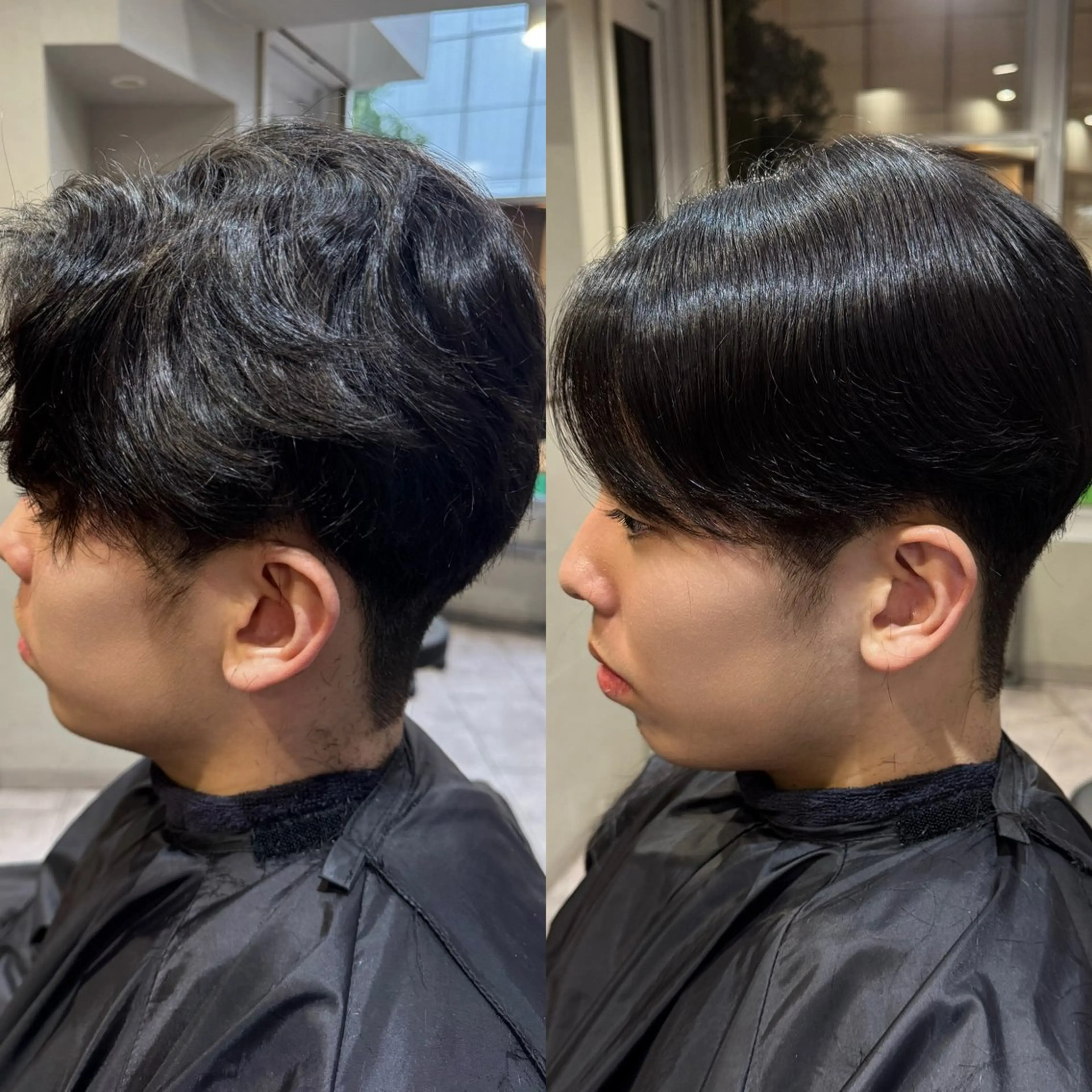メンズ 曲がる縮毛矯正 センターパート/翼のヘアスタイル