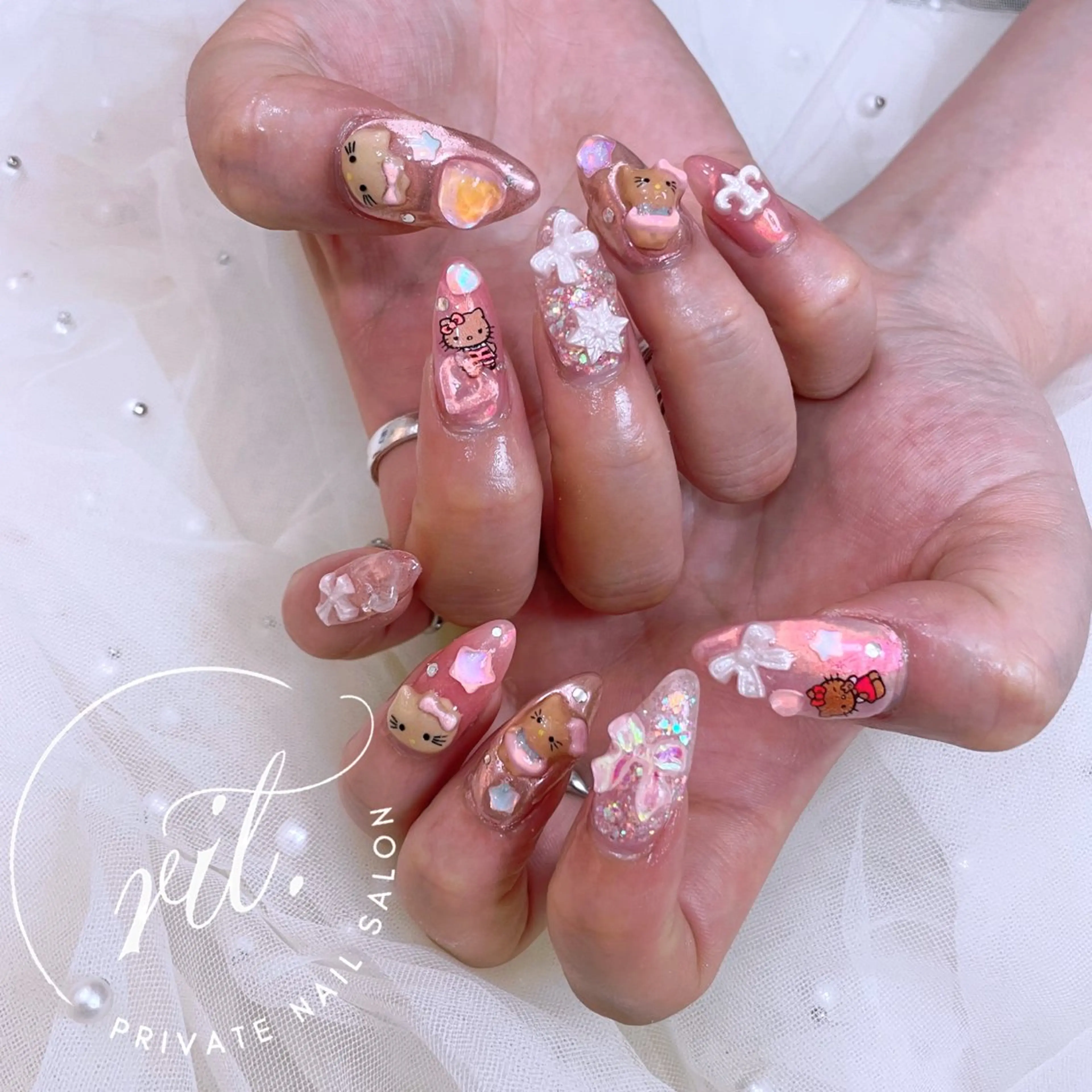 ネイル ミラーネイル ピンク 夏ネイル ハンドネイル rit. _リットのネイルデザイン