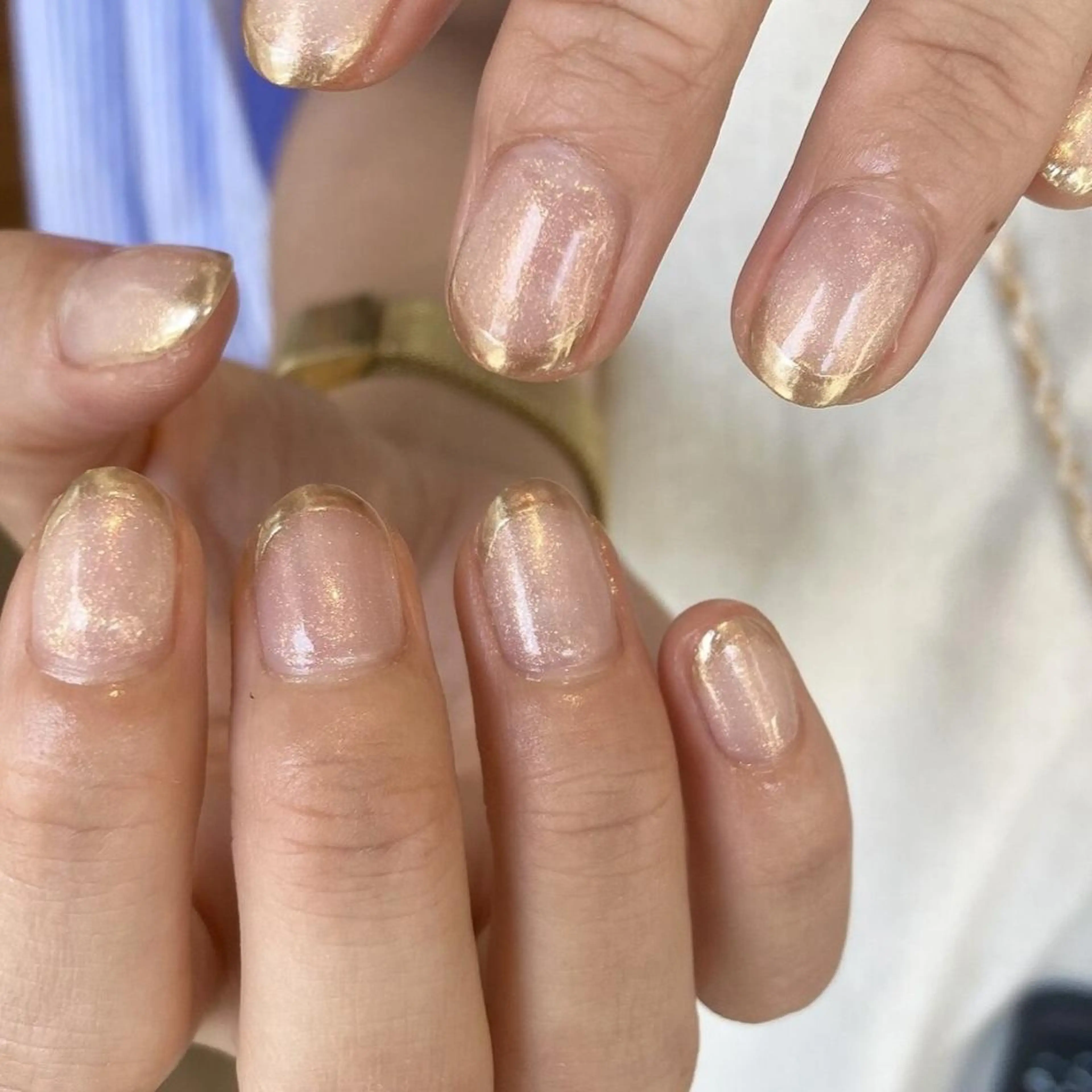 ネイル アートネイル オーロラネイル フレンチネイル ジェルネイル ラメ(グリッター) 【パラジェル認定】 newiネイル京橋のネイルデザイン