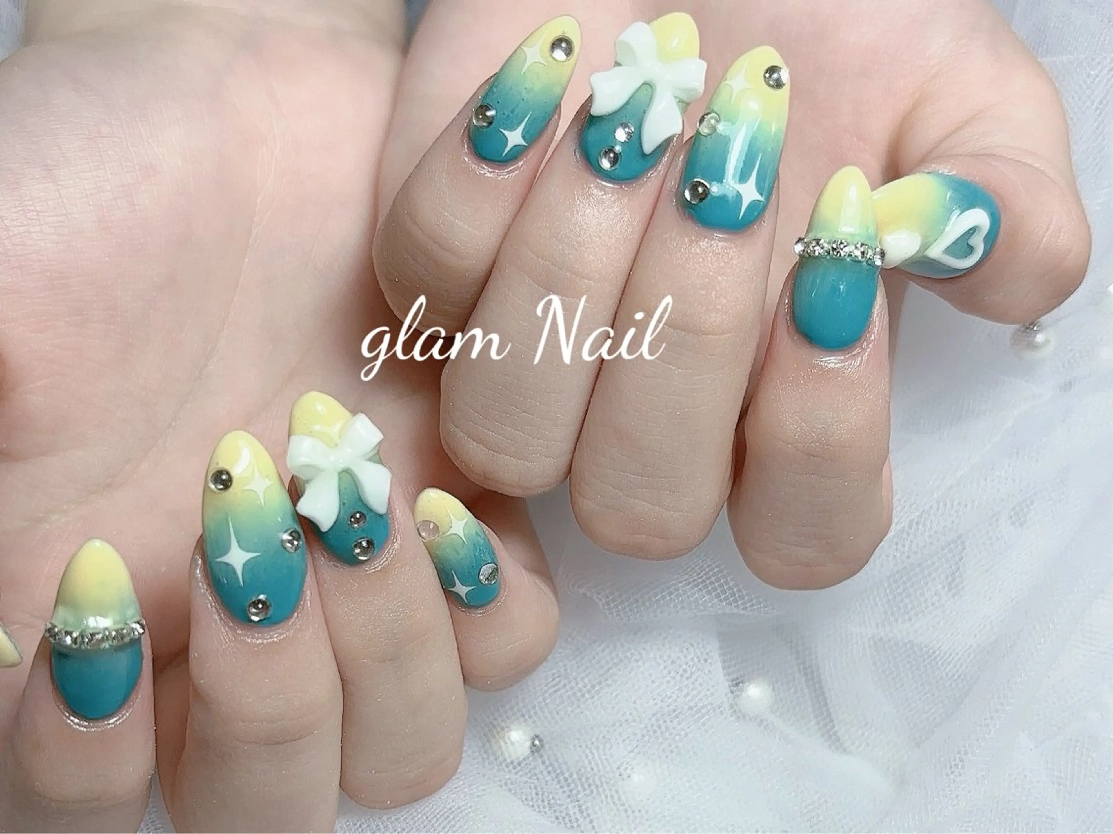 ネイル ハンドネイル エツメ💅 長さだし🎀デザインのネイルデザイン