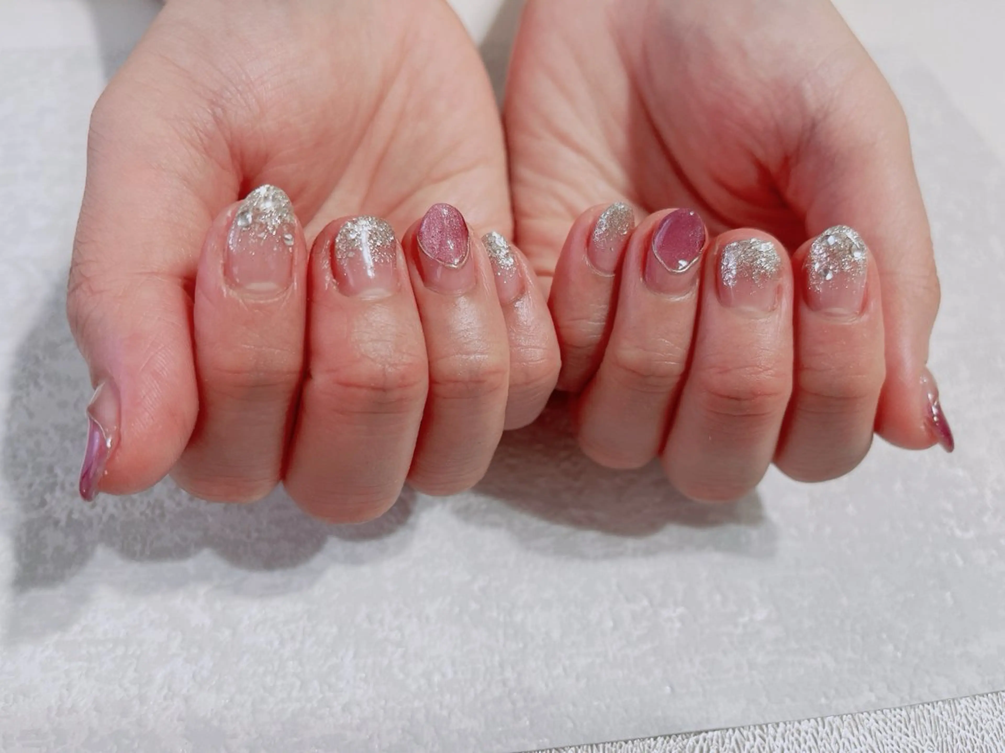 ネイル ジェルネイル 韓国ネイル パラジェル ストーンネイル 冬ネイル ハンドネイル kikinail 溝の口のネイルデザイン