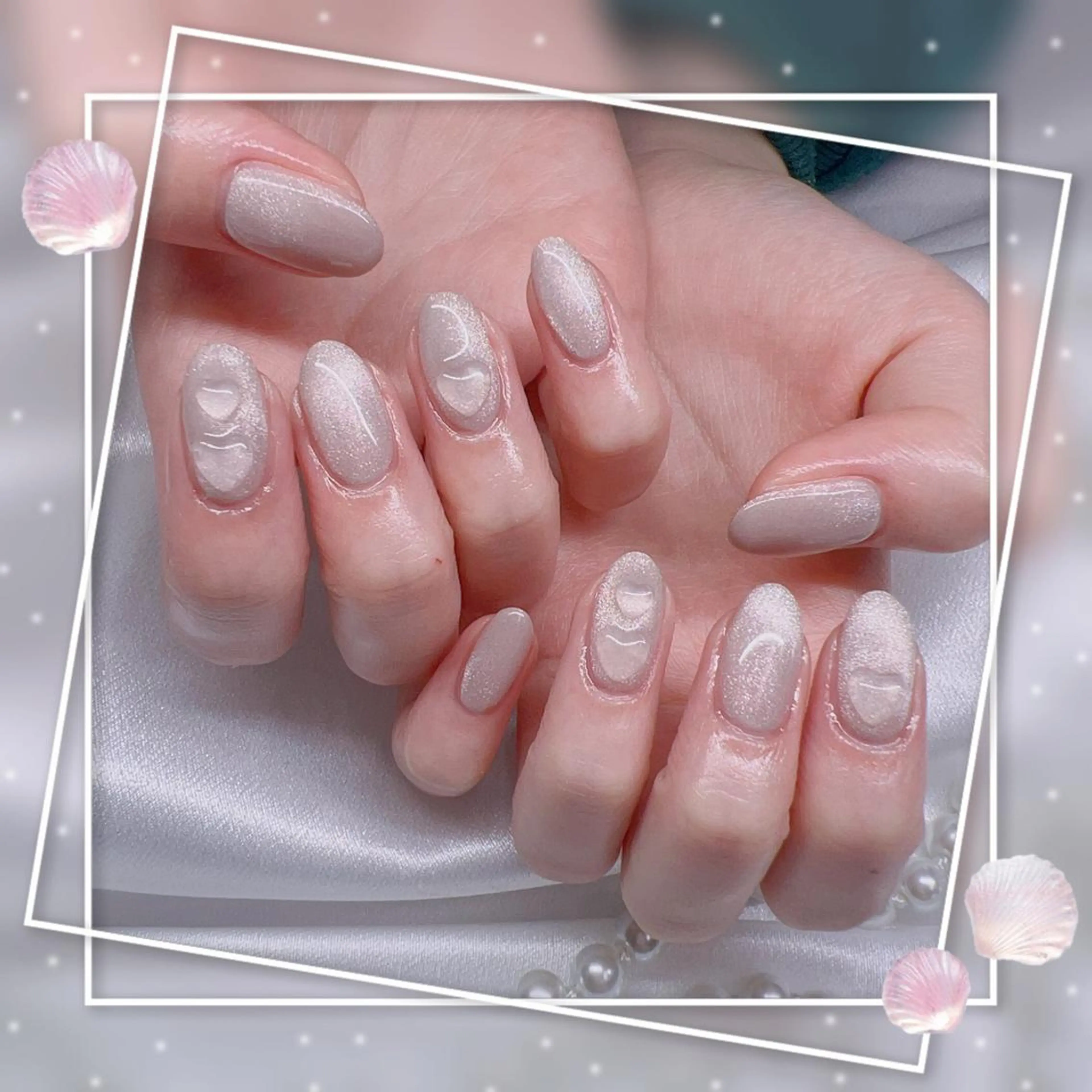 ネイル フレンチネイル キラキラネイル 韓国ネイル マグネットネイル マグネットフレンチ ハンドネイル ハンドケア Chill Nailsalonのネイルデザイン