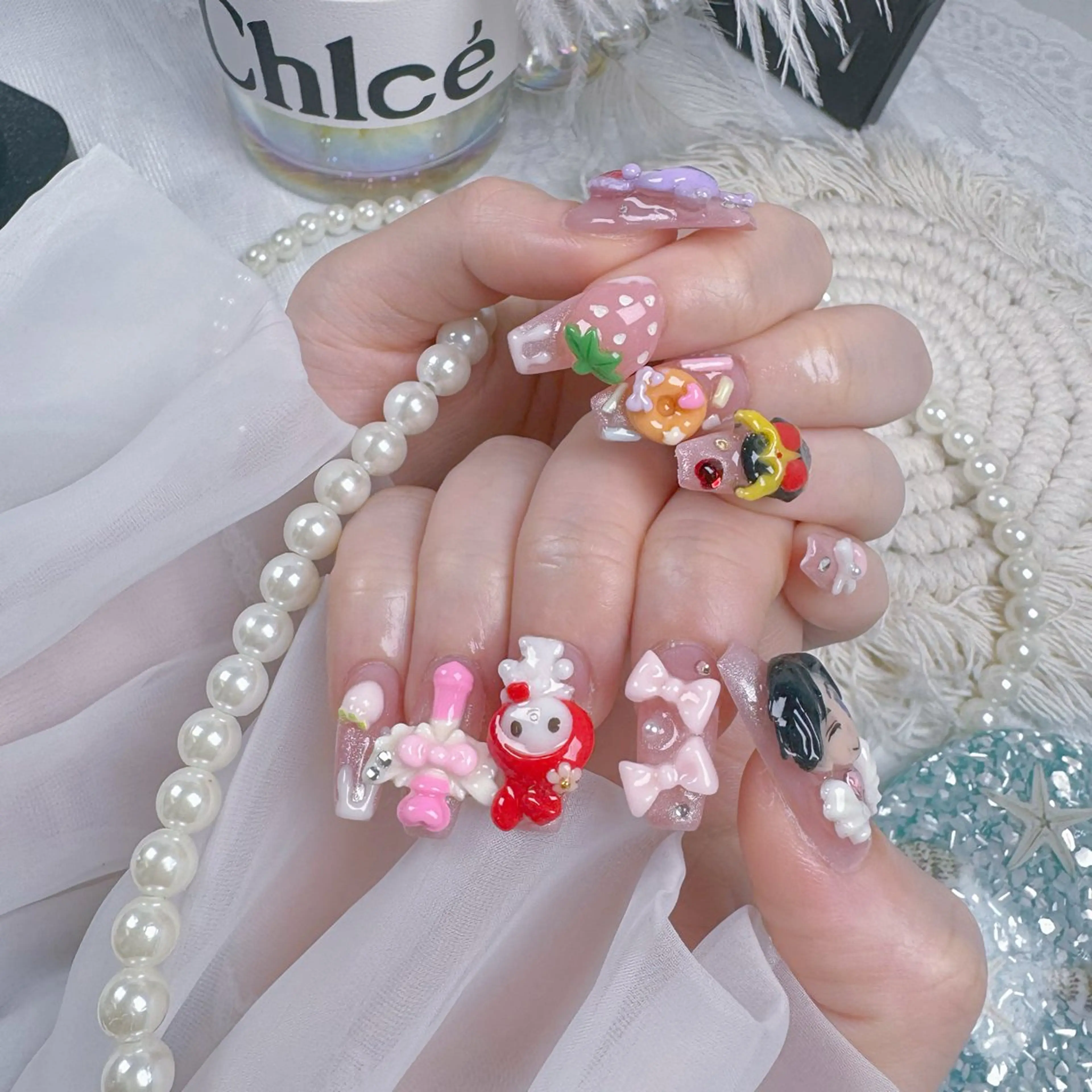 ネイル クリアネイル ハート キラキラネイル 韓国ネイル マグネットネイル ハンドネイル princess スカルプ専門店のネイルデザイン