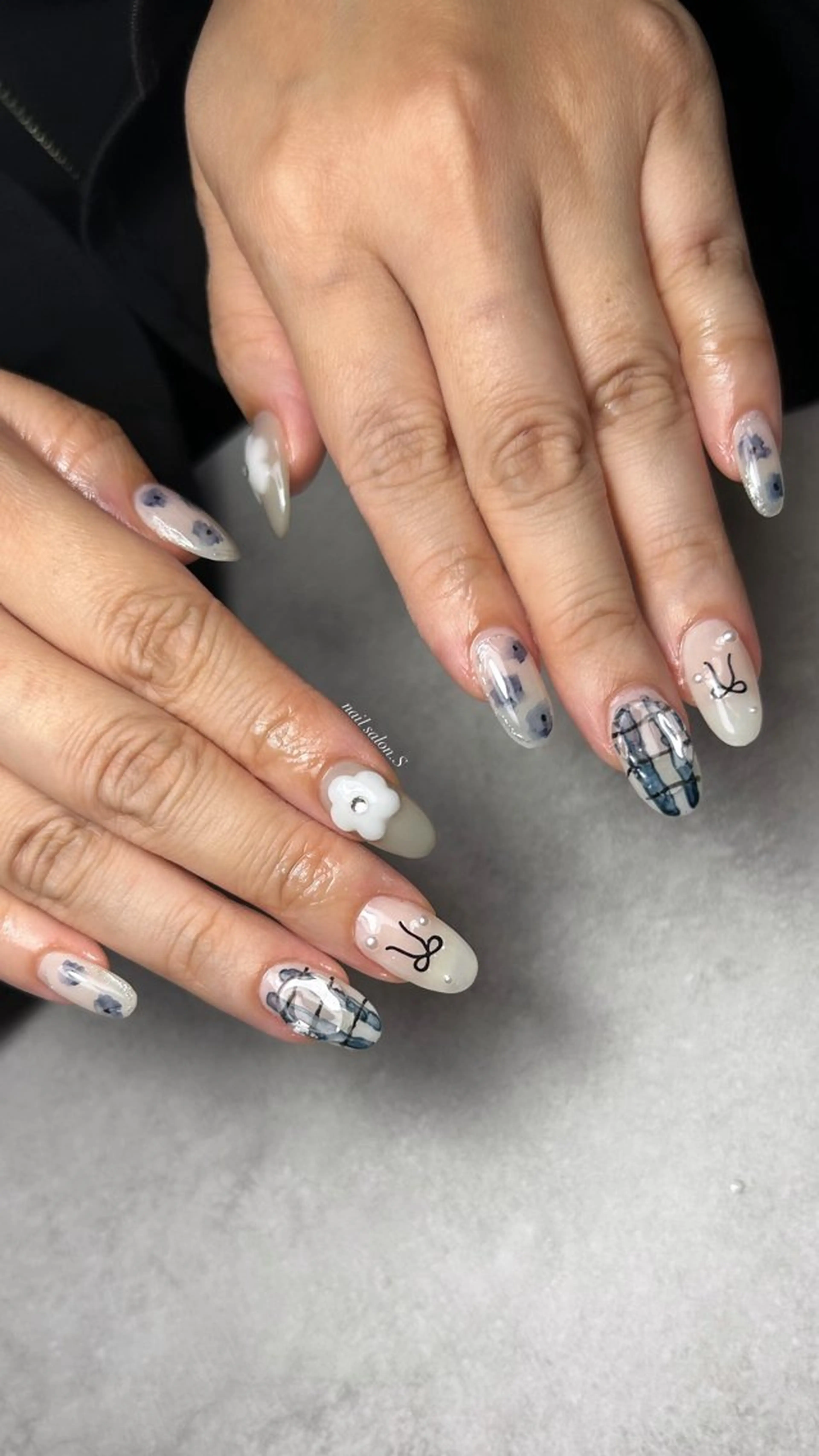 ネイル アートネイル 長さ出し フラワーネイル ロングネイル 持ち込み ハンドネイル 関山 志乃のネイルデザイン