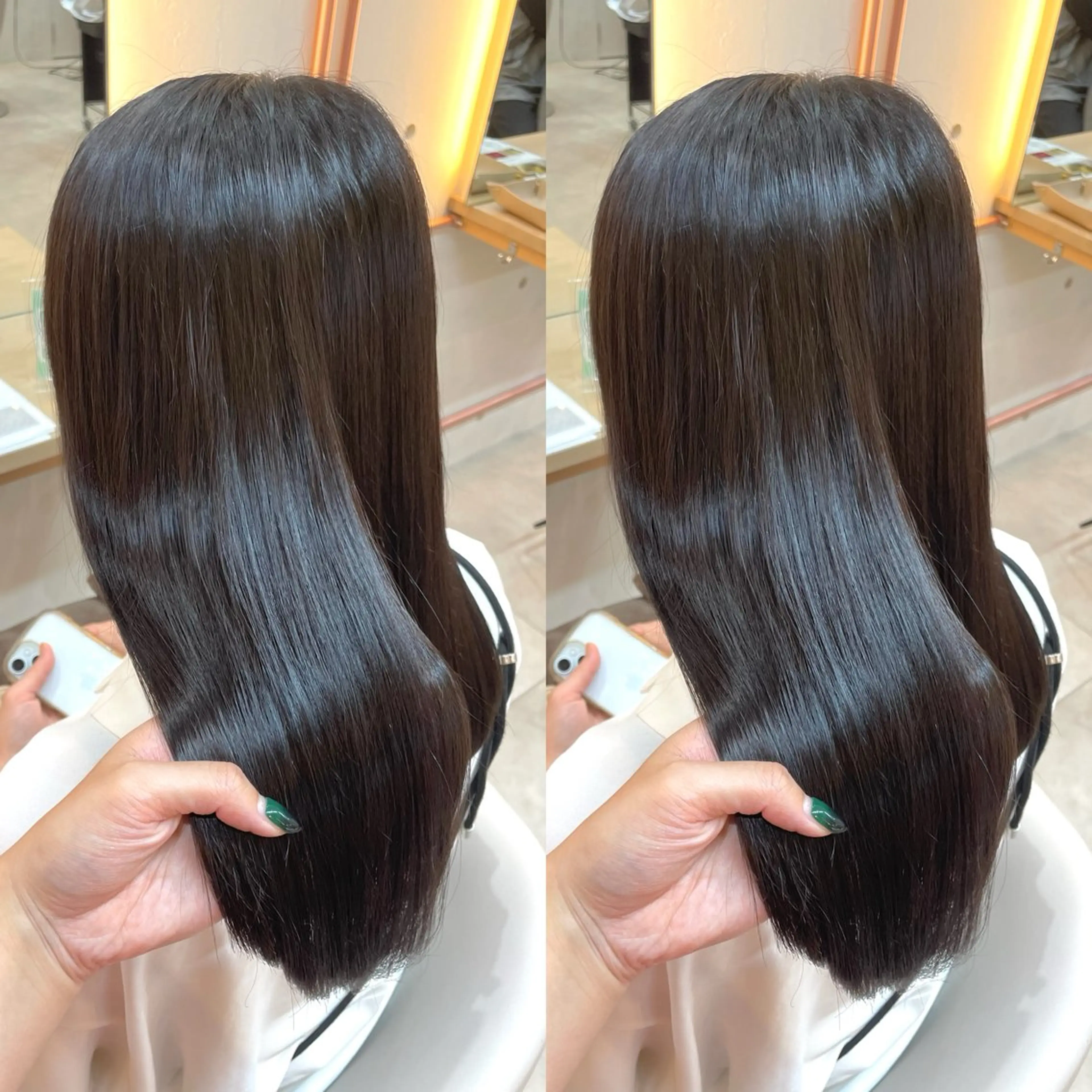 セミロング カラー ブラウンカラー ヘアカラー トリートメント ヘアセット ブリーチ無しダブル カラー🦕まどかのヘアスタイル