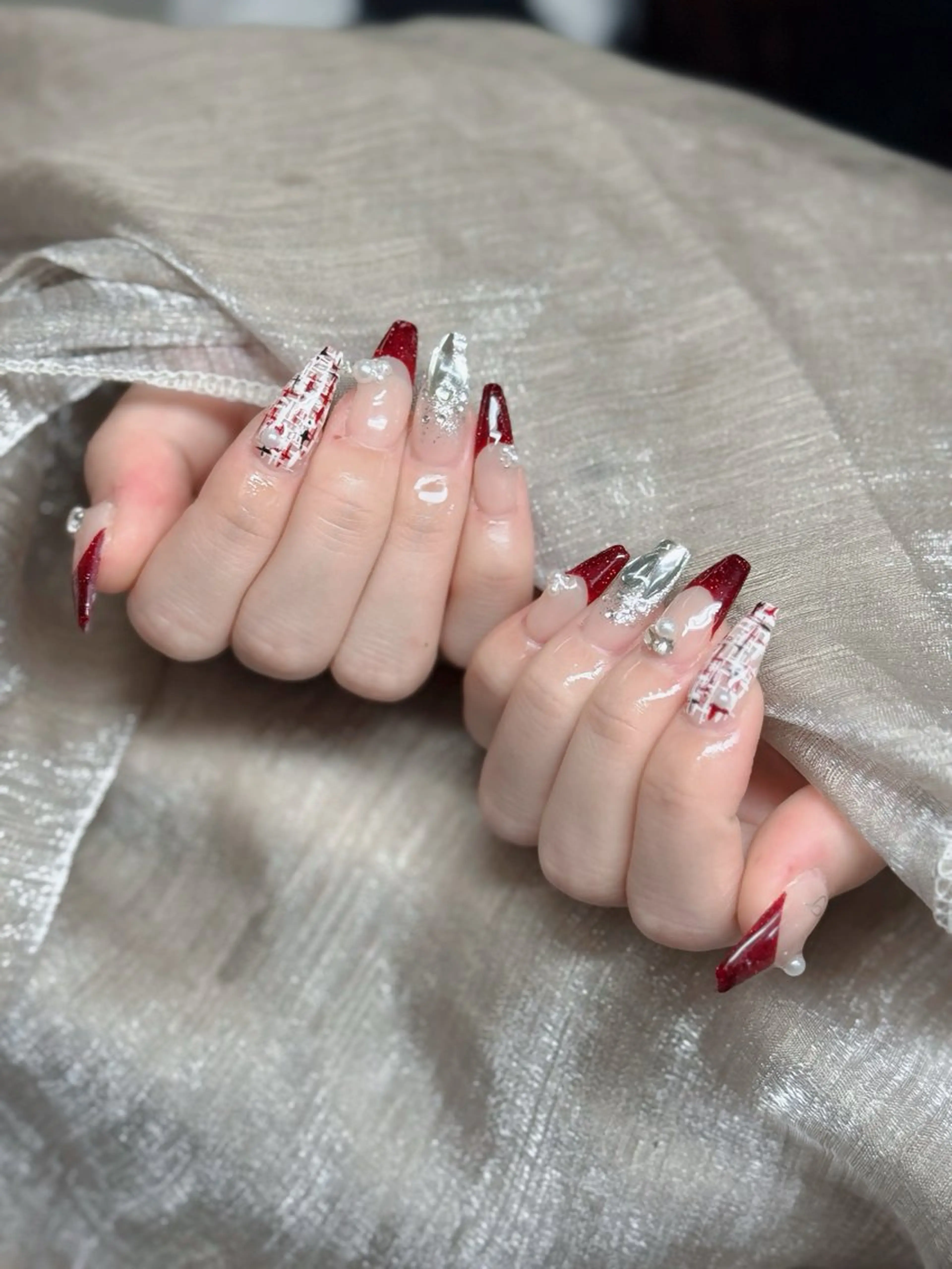 ネイル ロングネイル マグネットネイル リボン 夏ネイル スーパーロングネイル Hani Nail XUKAのネイルデザイン