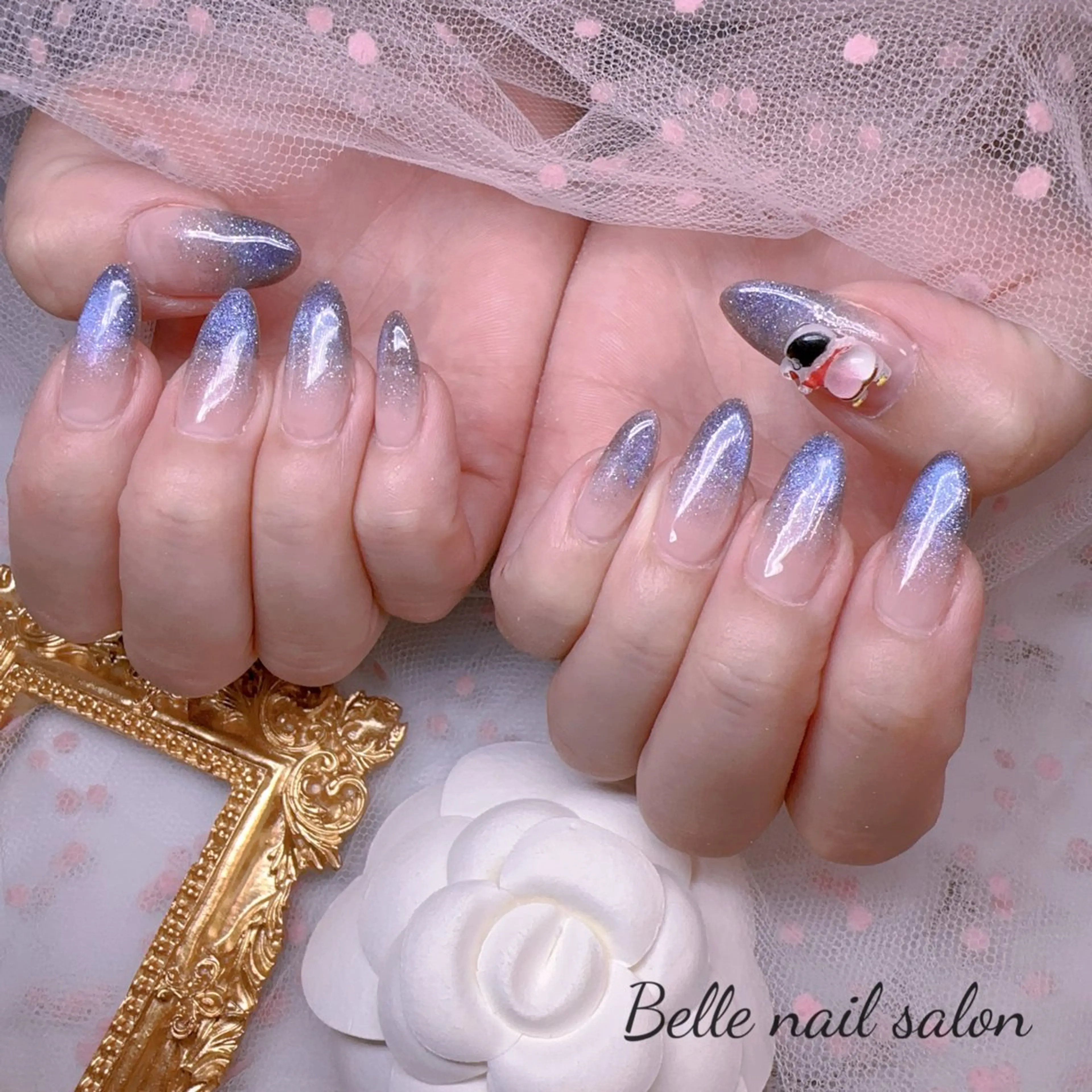 ネイル オーロラネイル 長さ出し フットネイル 韓国ネイル ラメ(グリッター) ハンドネイル Belle nail salon 新小岩のネイルデザイン