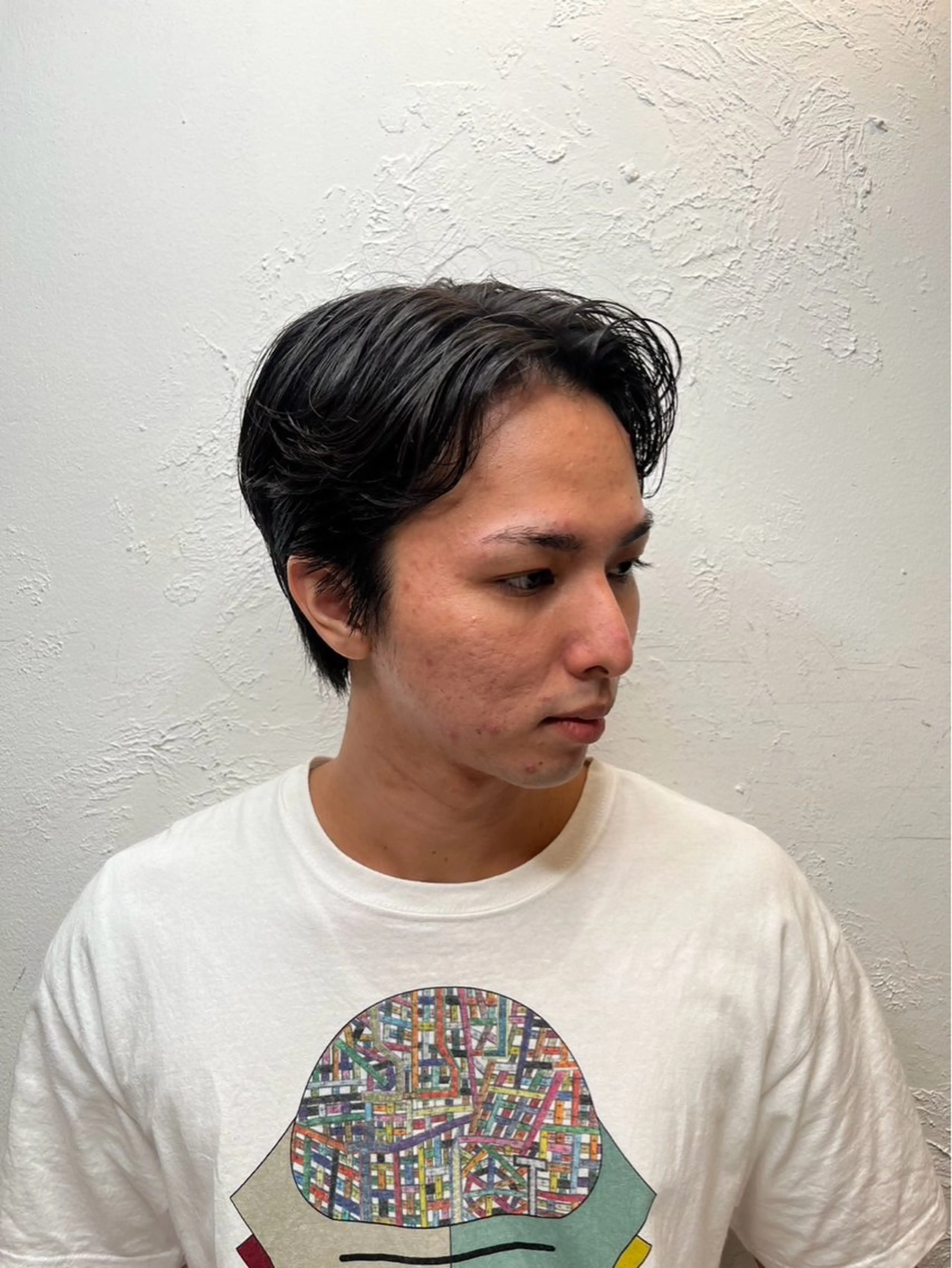 ショート メンズ センターパート ダウンパーマ フェードカット メンズハイライト メンズパーマ カット トリートメント 💈メンズ特化💈 TASUKUのヘアスタイル