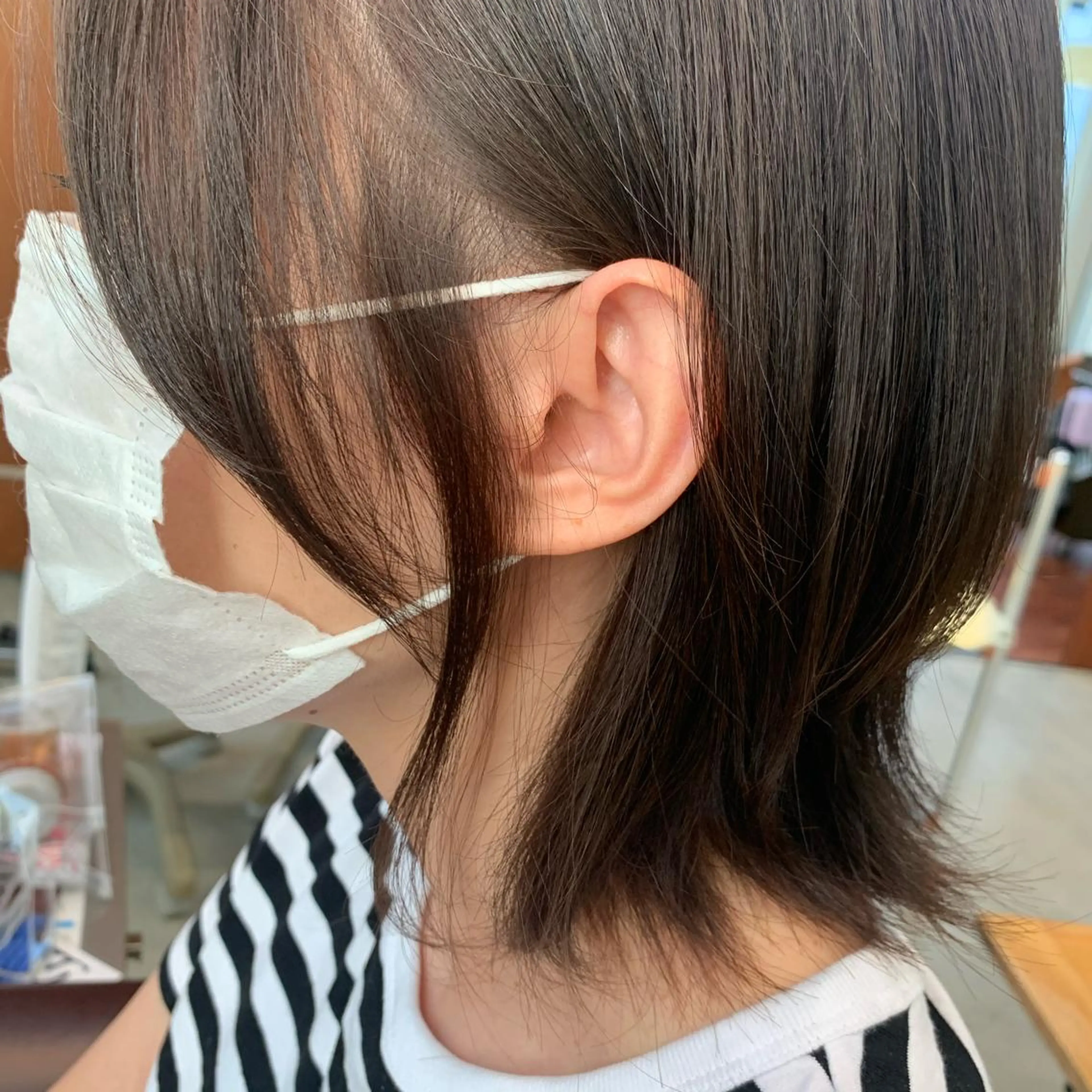 ミディアム カラー グレージュ カット ヘアカラー 金田 ありさのヘアスタイル