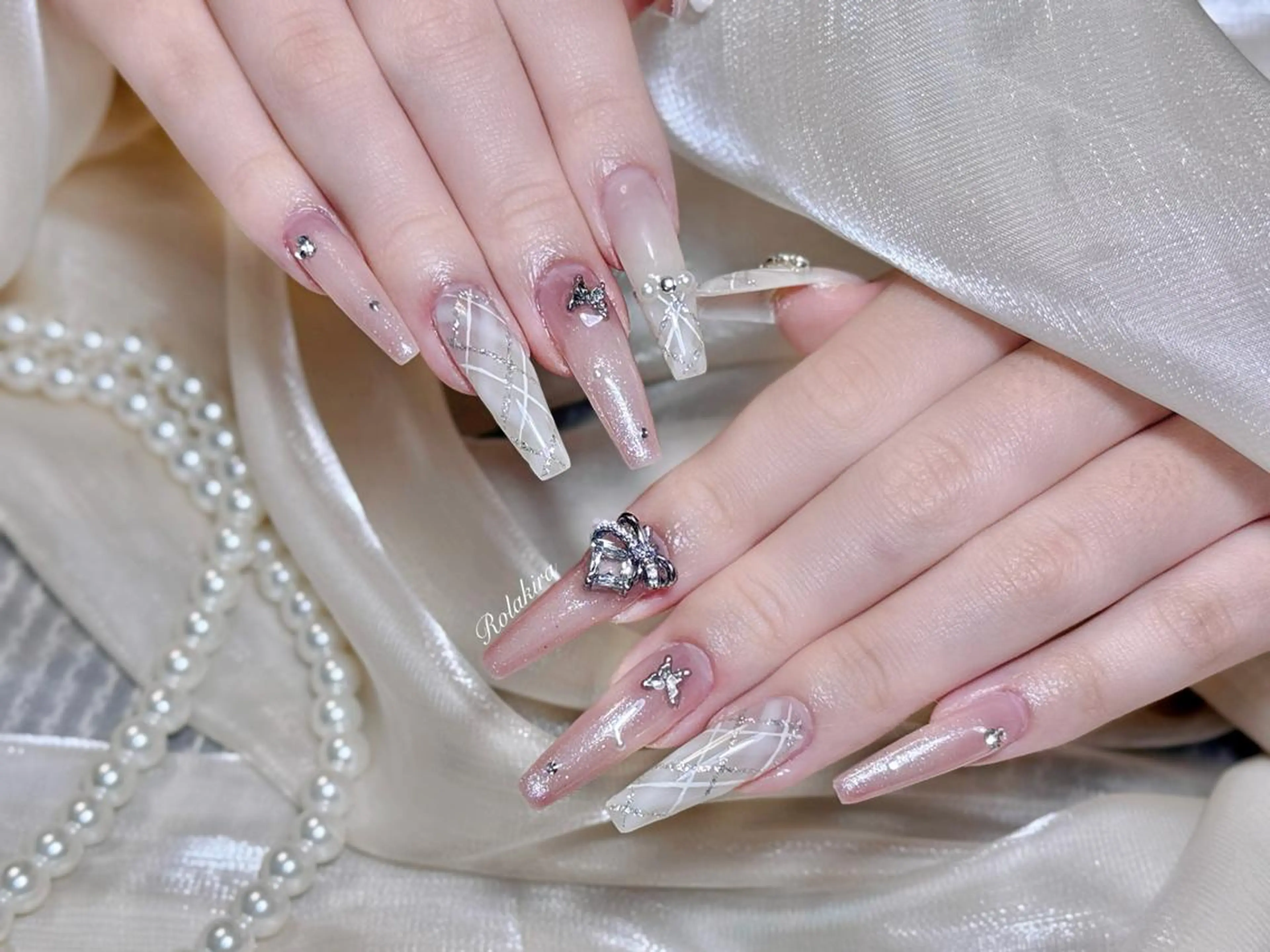 ネイル チークネイル 長さ出し フレンチネイル ジェルネイル 韓国ネイル ハンドネイル Rola kira ゆめのネイルデザイン