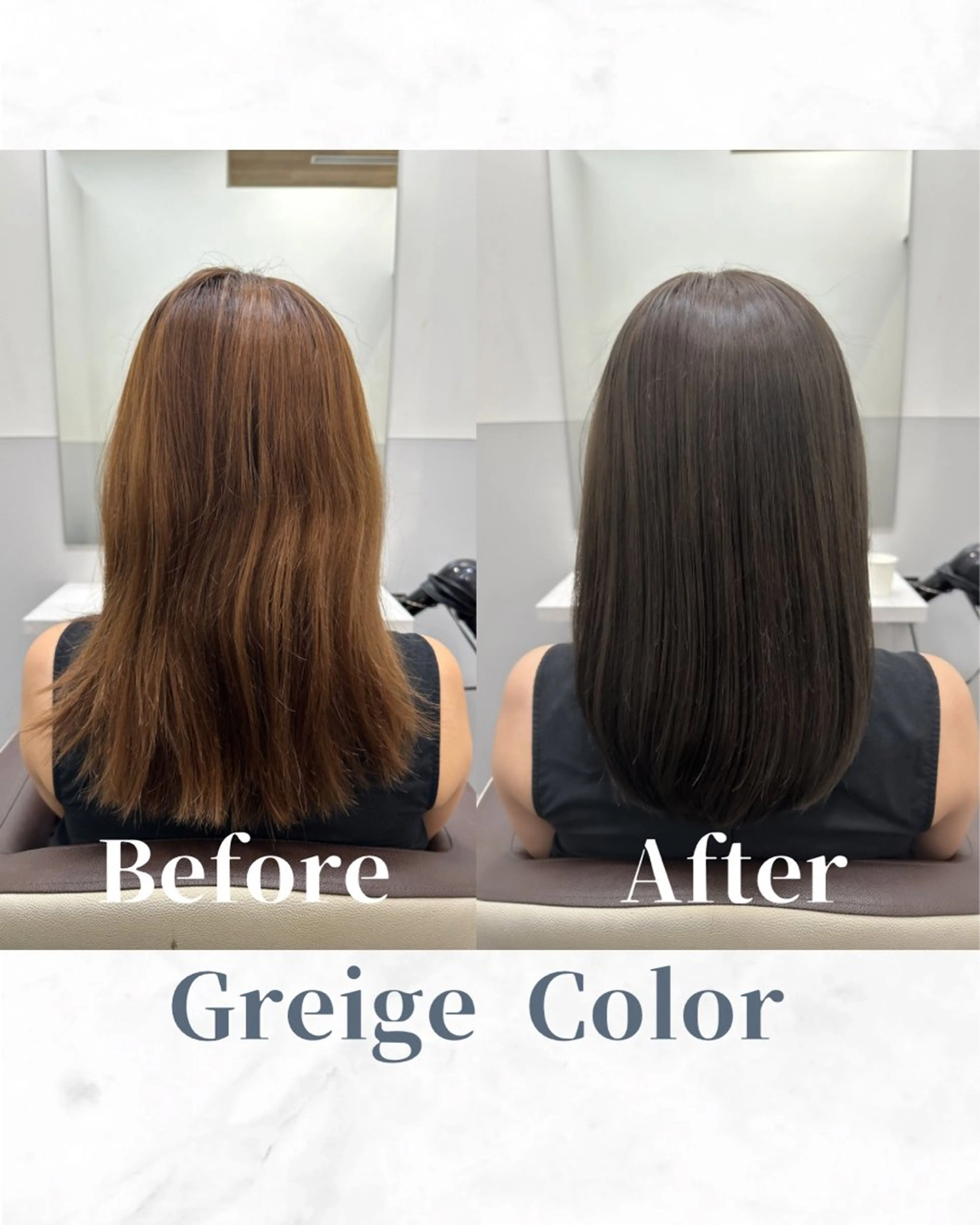 セミロング カラー ベージュカラー ブリーチ ケアカラー 透明感カラー グレージュ カット ヘアカラー トリートメント 【美髪矯正 /髪質改善】RINのヘアスタイル