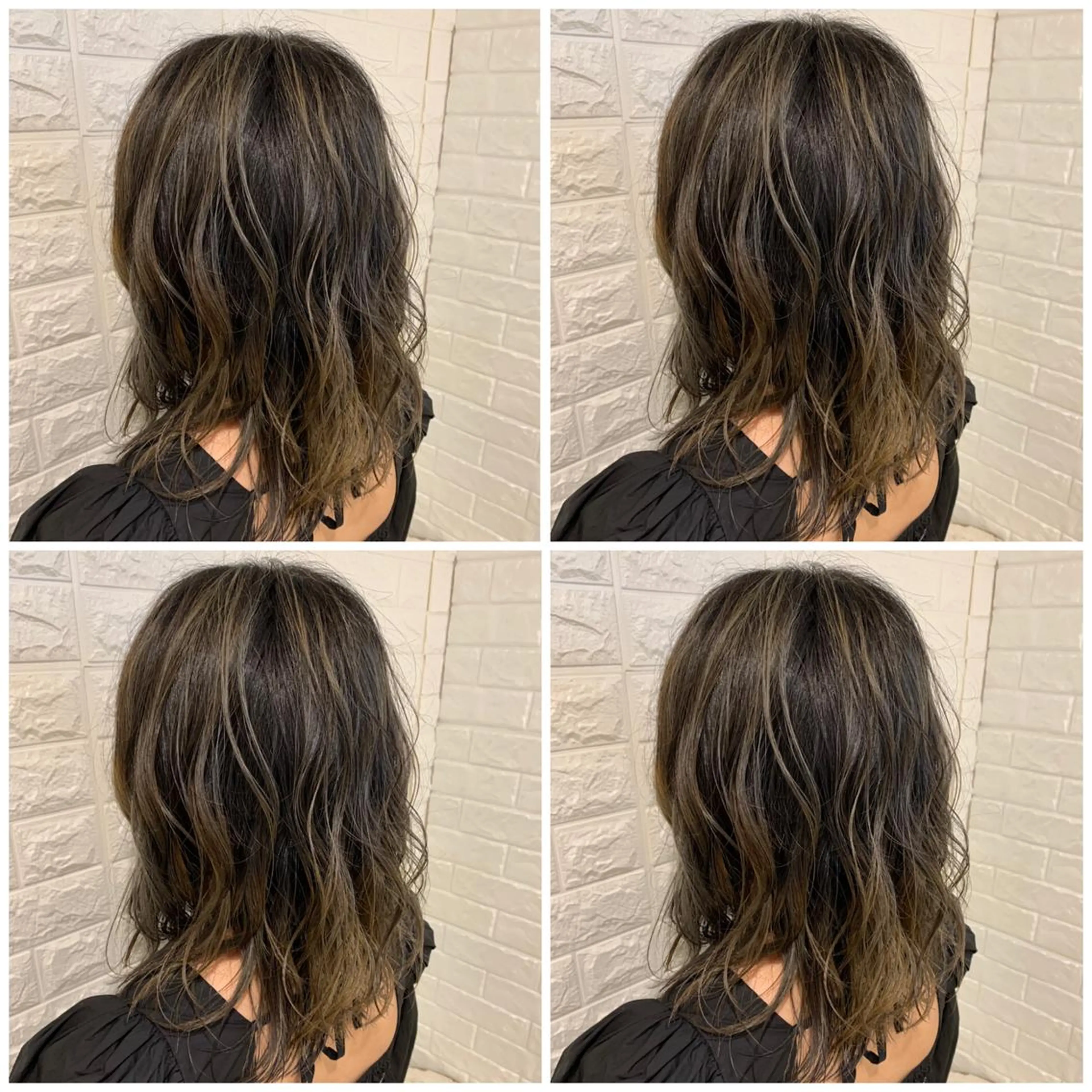 セミロング カラー バレイヤージュ ブリーチ グラデーションカラー グレージュ レイヤーカット ヘアカラー ハイトーン/ブリーチ 山崎　悠次のヘアスタイル